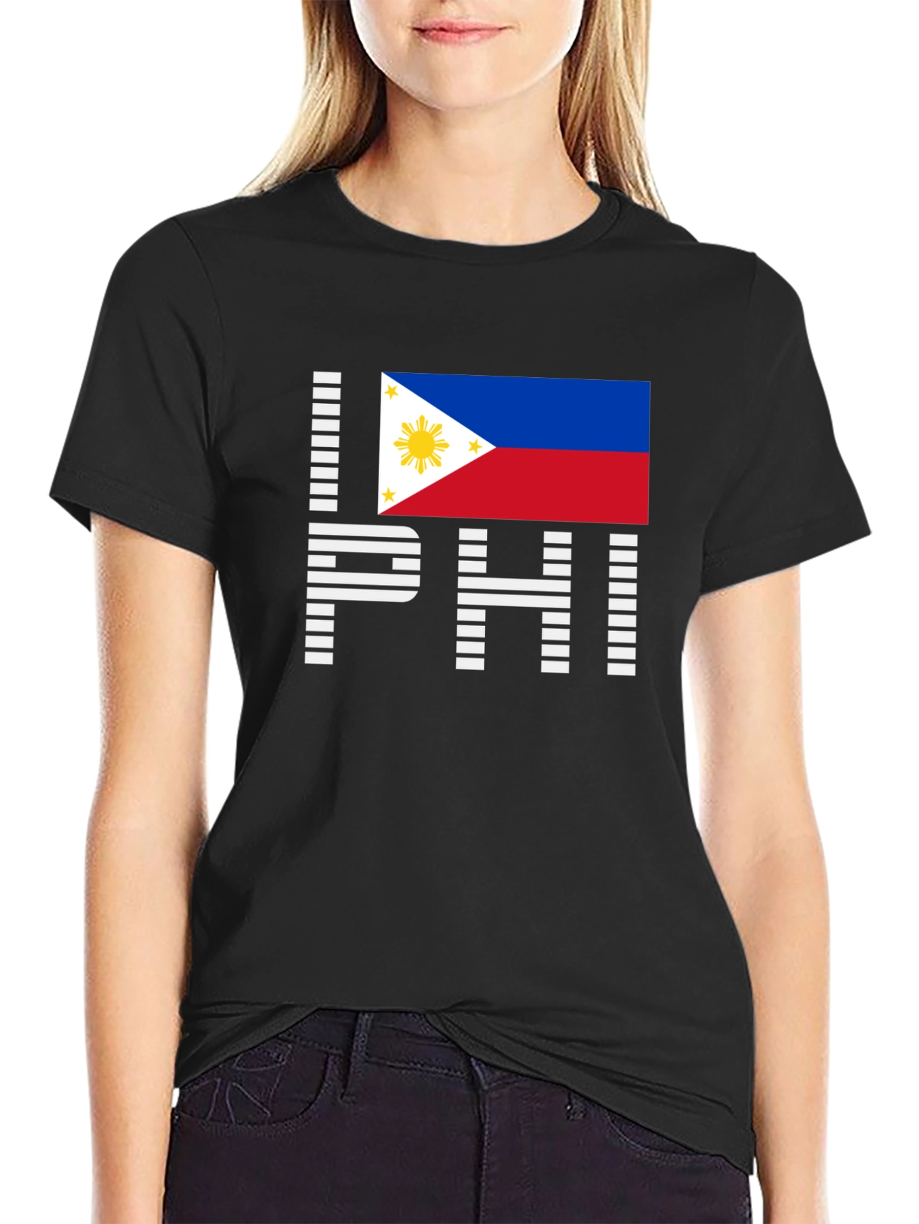I Love PHI Philippines Flag Graphic T-Shirt