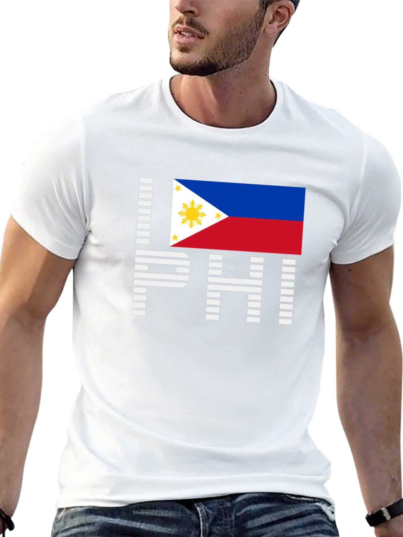 I Love PHI Philippines Flag Graphic T-Shirt