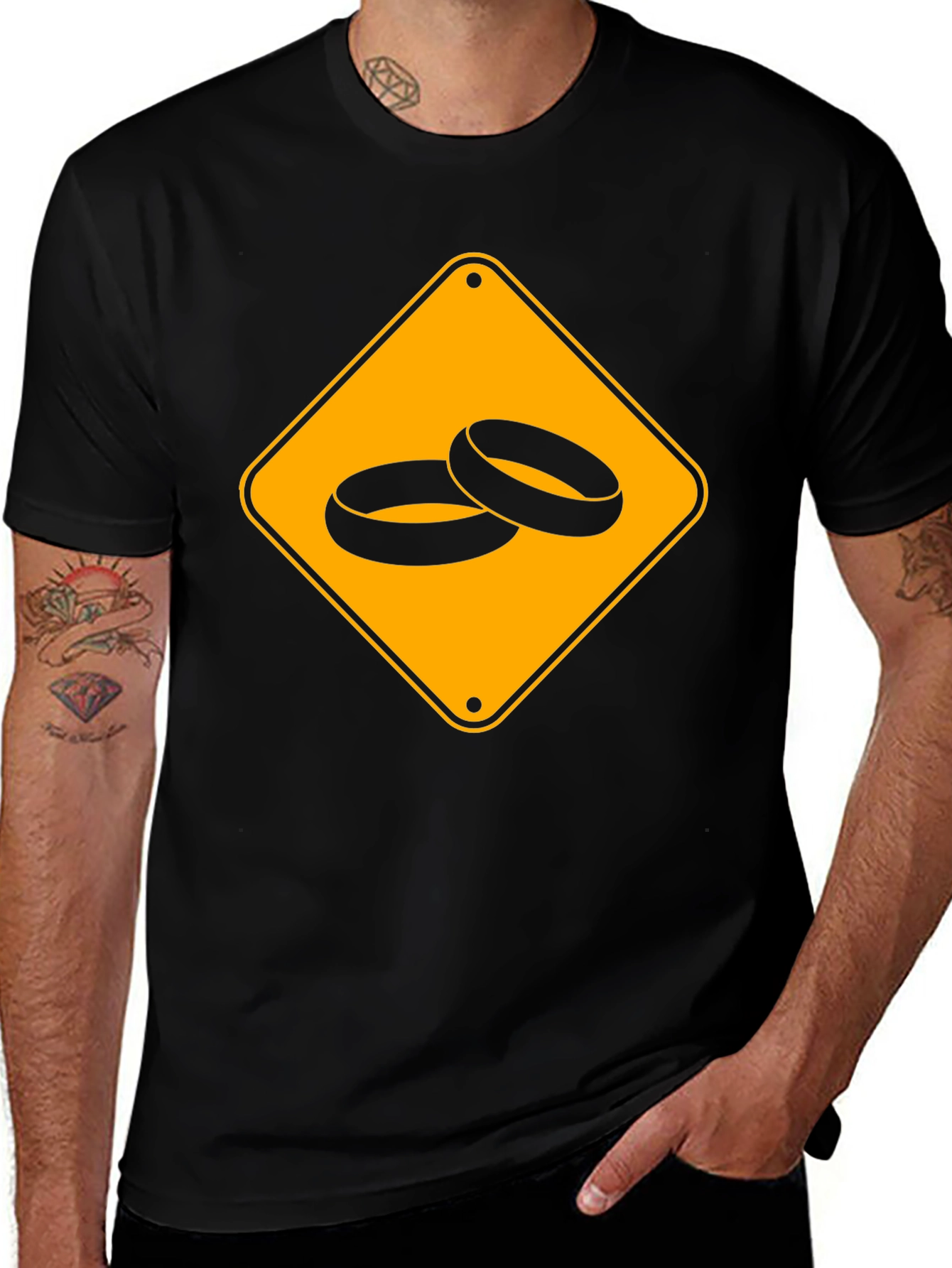 Wedding Ring Sign Black T-Shirt