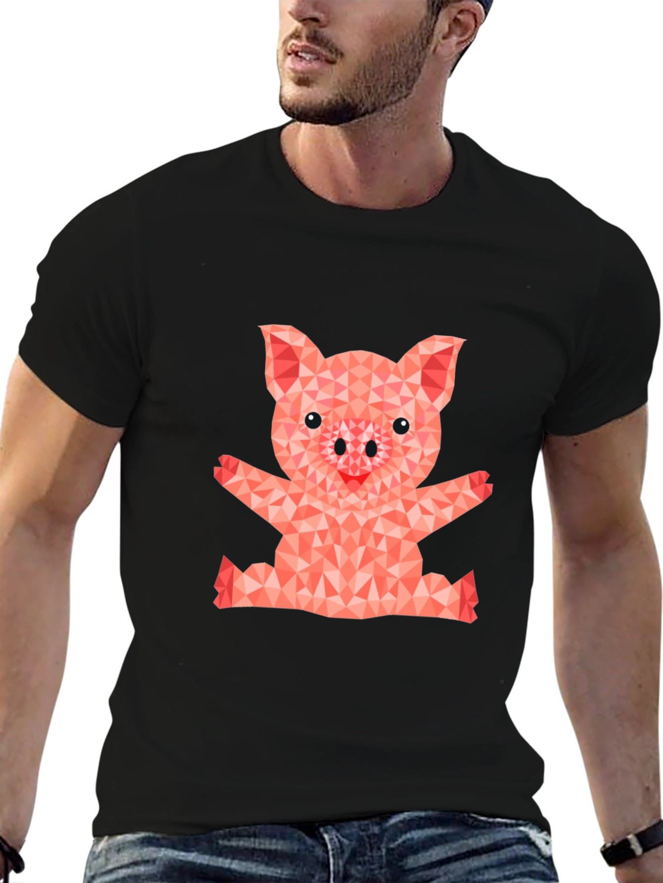 Geometric Pig Graphic T-Shirt - Cute & Stylish