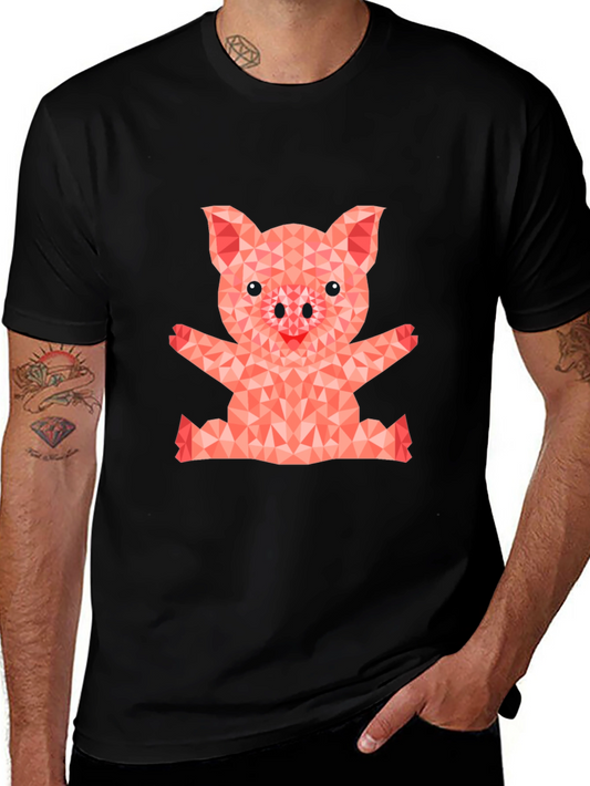 Geometric Pig Graphic T-Shirt - Cute & Stylish