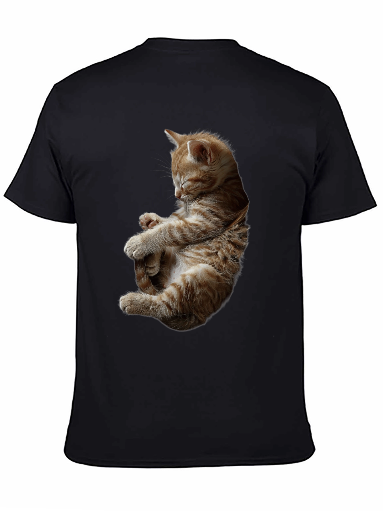 Sleeping Kitten Graphic Black T-Shirt