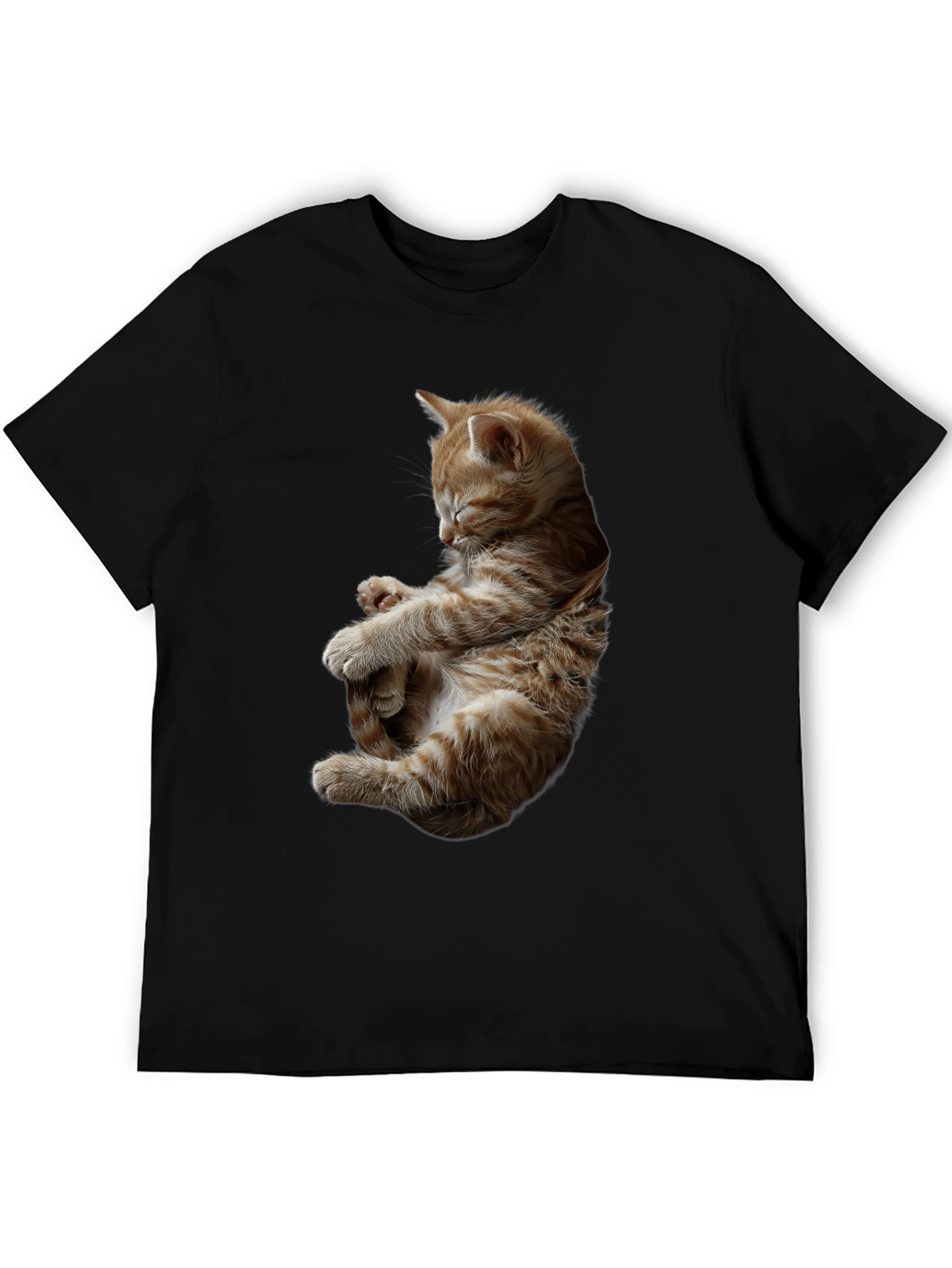 Sleeping Kitten Graphic Black T-Shirt