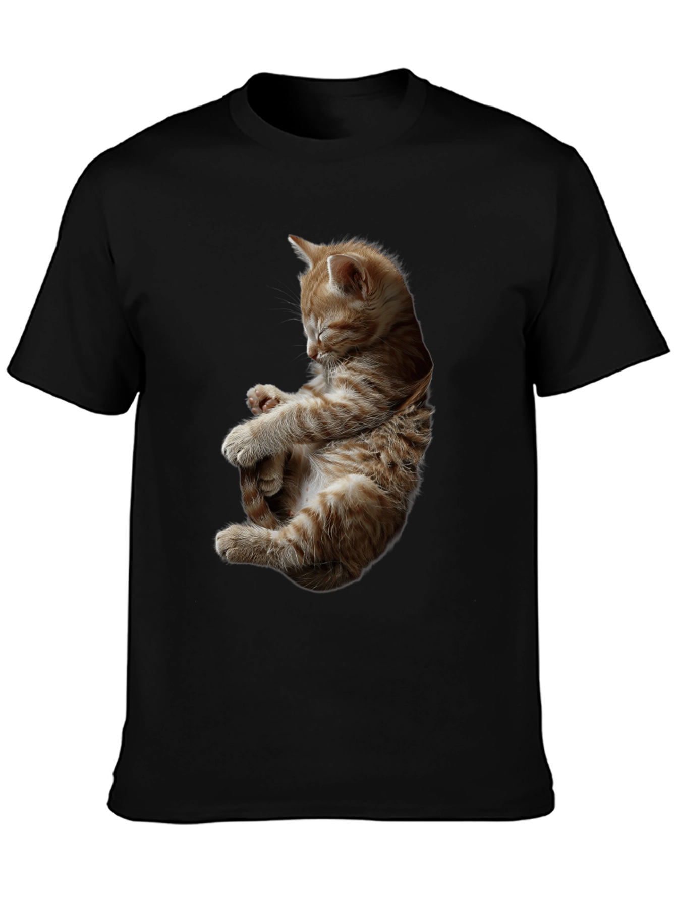Sleeping Kitten Graphic Black T-Shirt