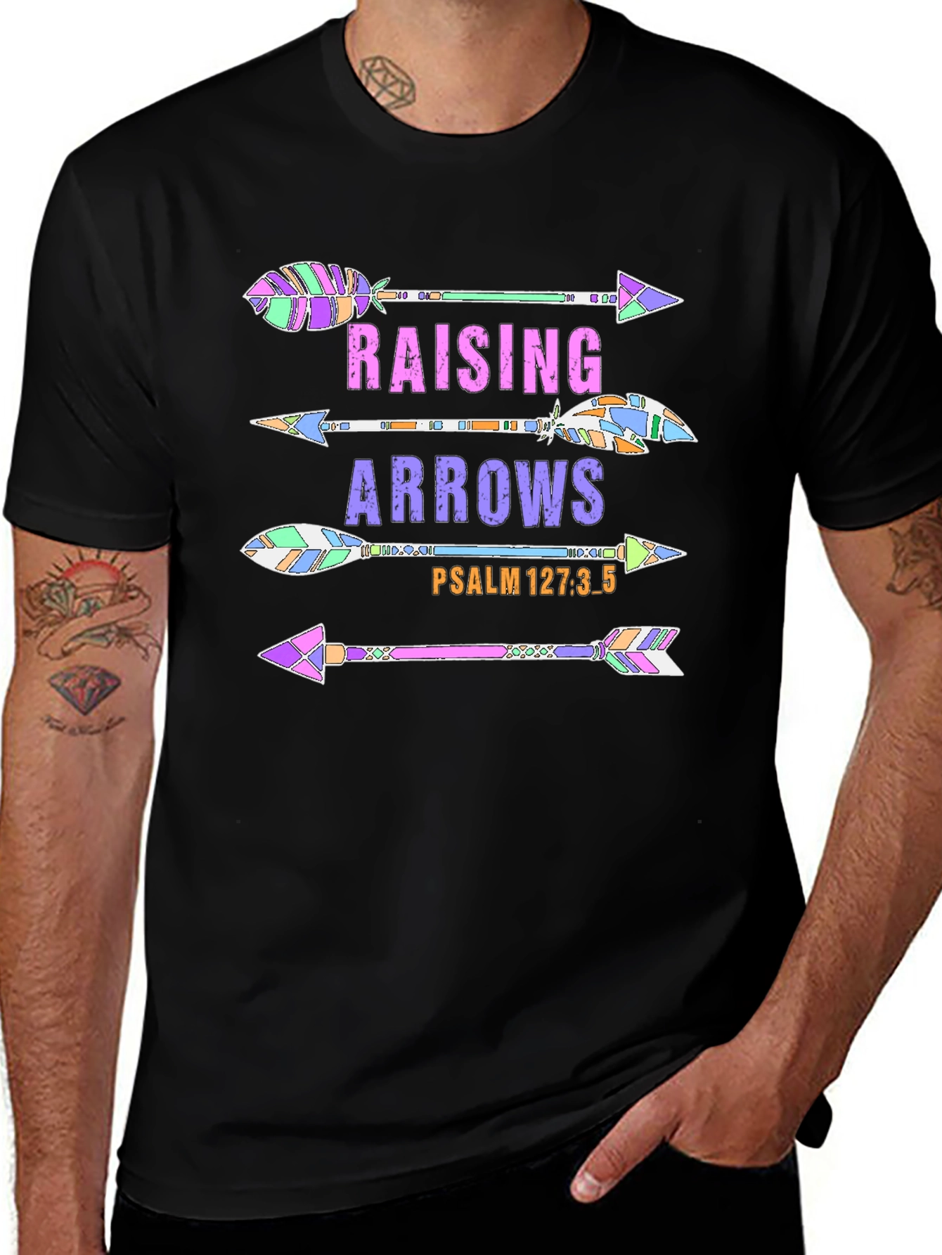 Raising Arrows Graphic Tee - Psalm 127:35 - Black