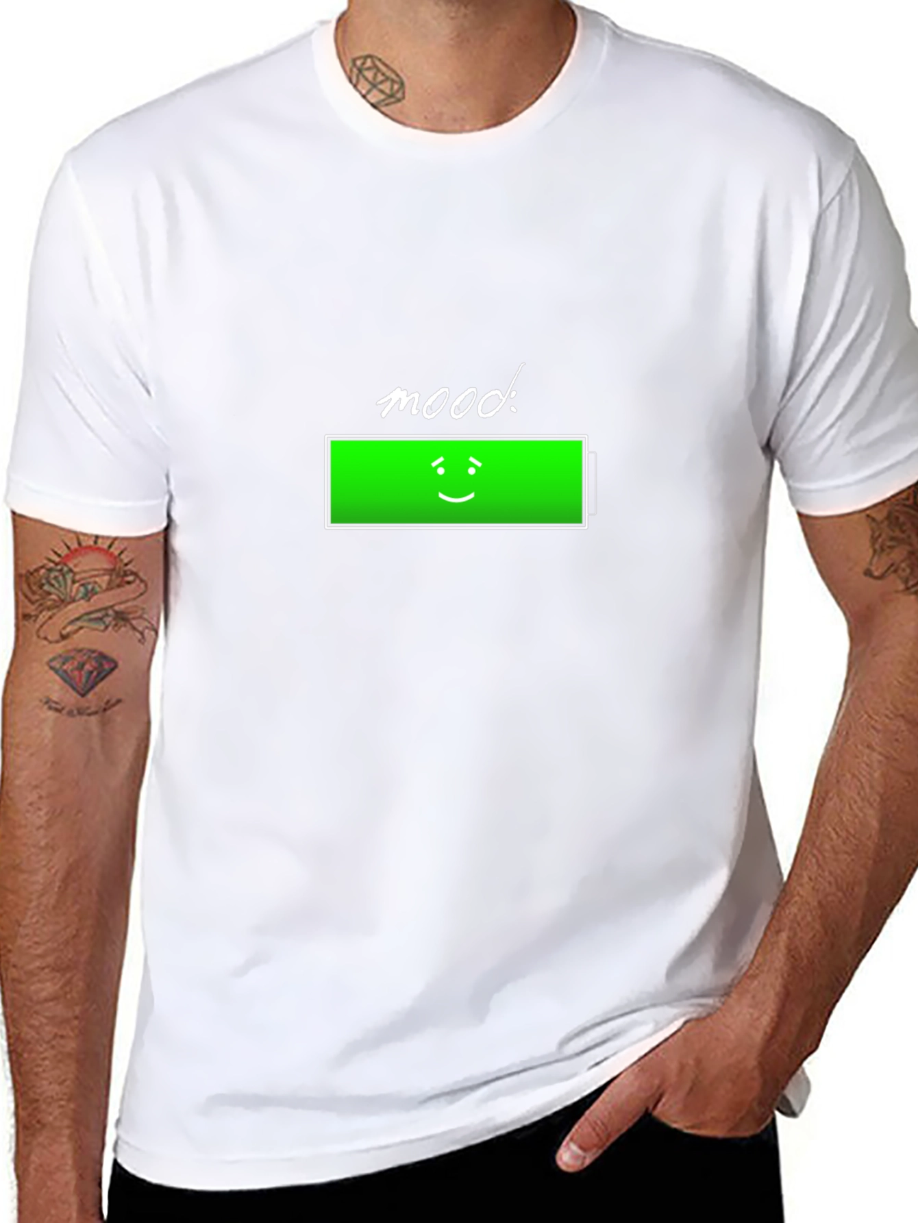 Mood Full Battery Graphic T-Shirt - Black Casual Wear
