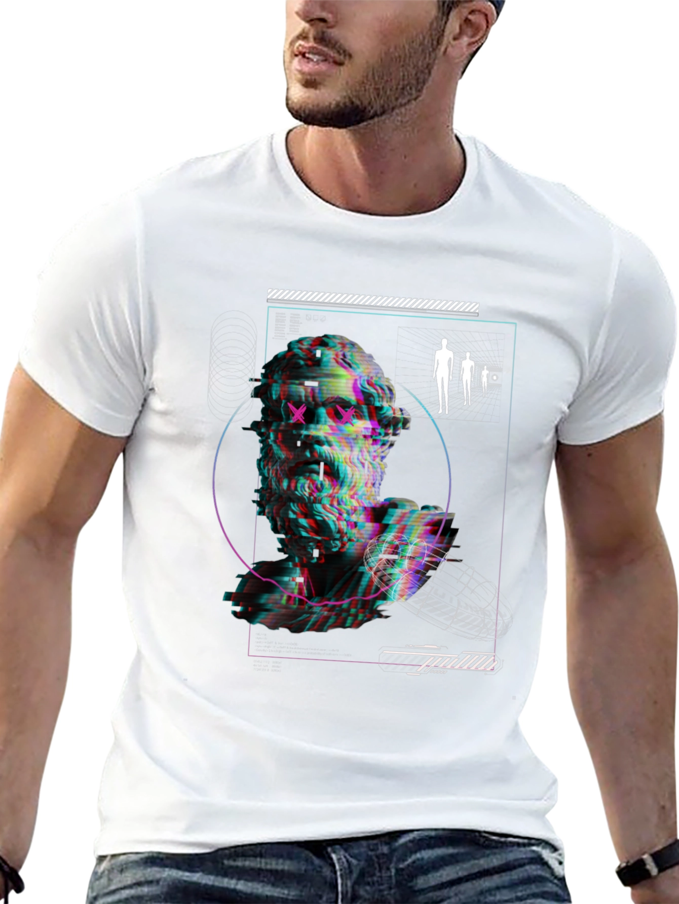 Glitch Statue Graphic Tee - Modern Art T-Shirt