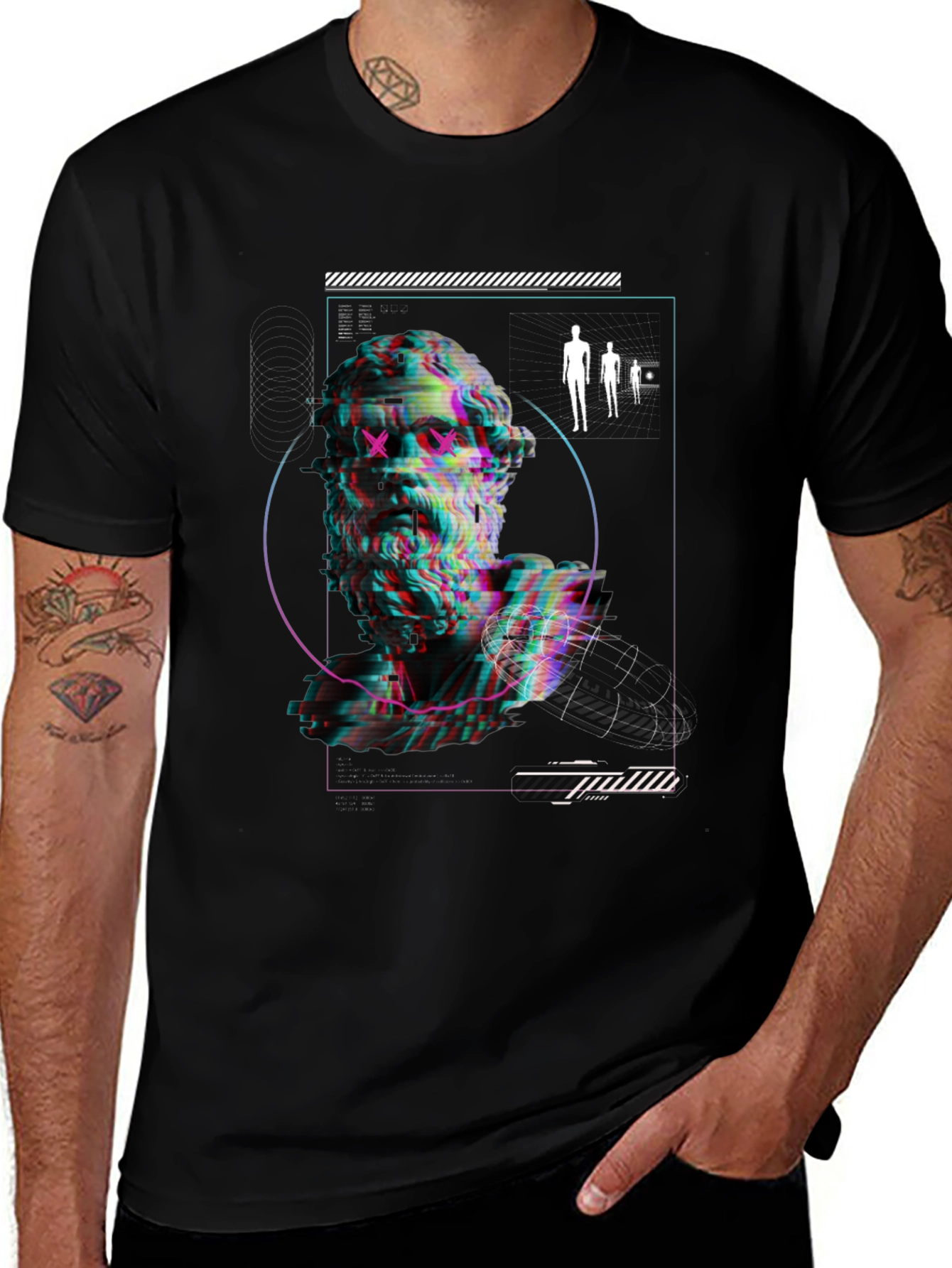 Glitch Statue Graphic Tee - Modern Art T-Shirt