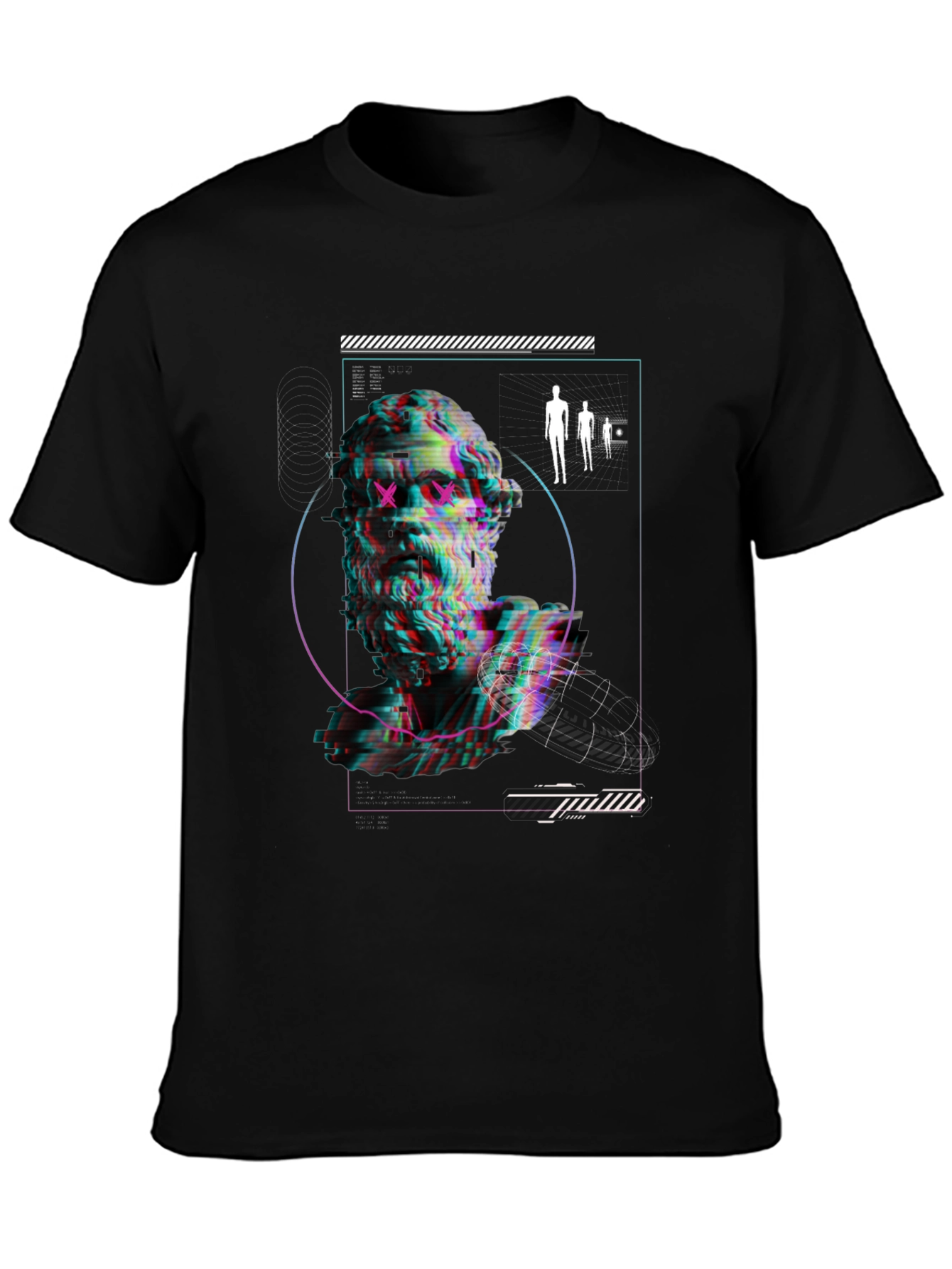 Glitch Statue Graphic Tee - Modern Art T-Shirt