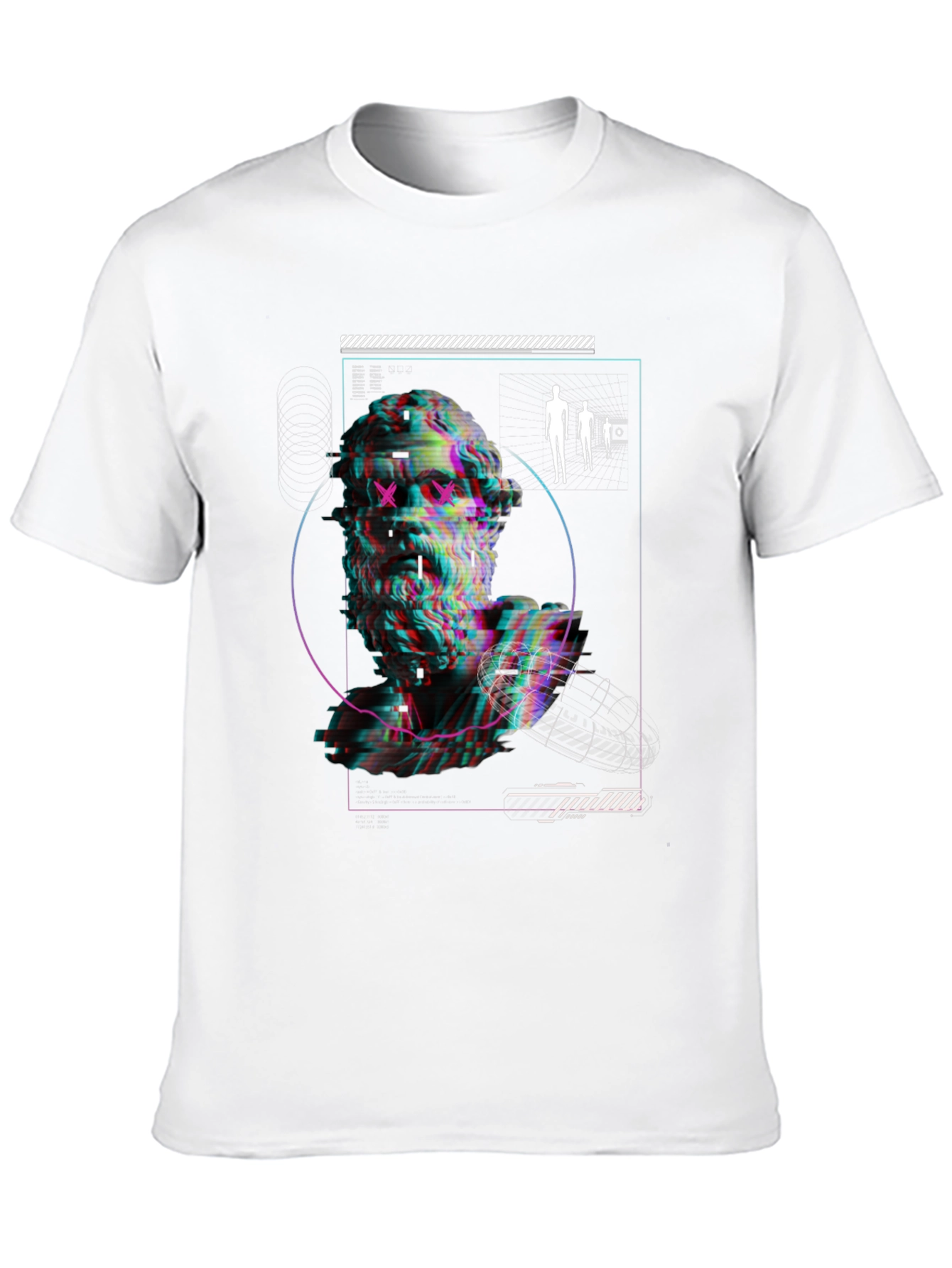 Glitch Statue Graphic Tee - Modern Art T-Shirt