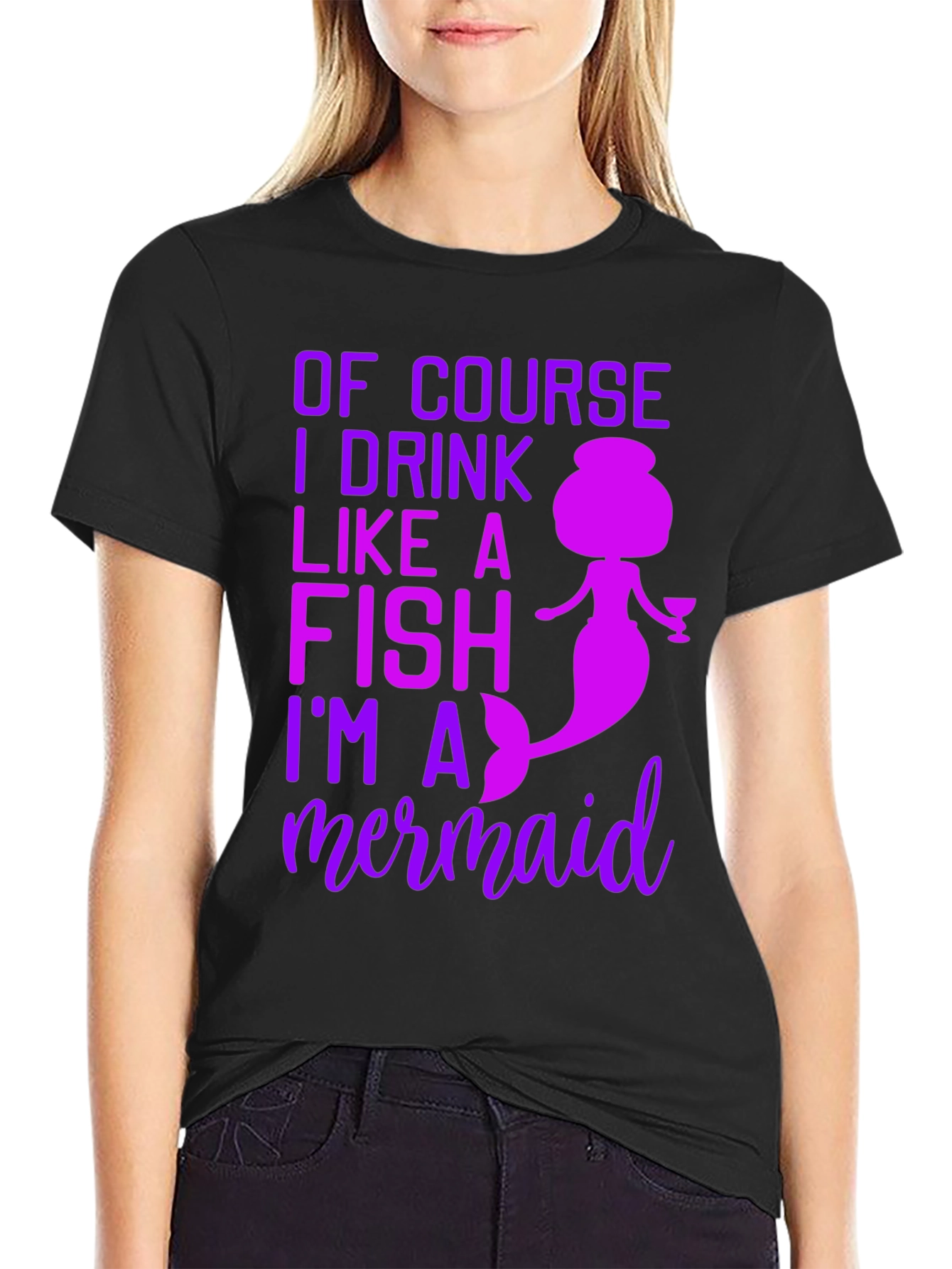 Funny Mermaid Drink Like a Fish T-Shirt