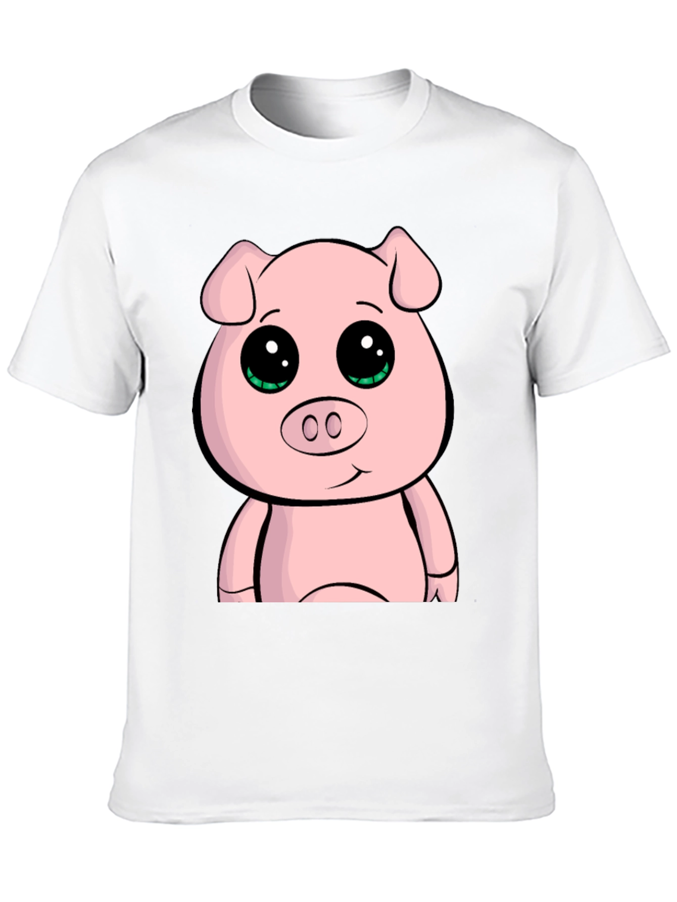 Cute Cartoon Pig Graphic Tee - Black Casual T-Shirt