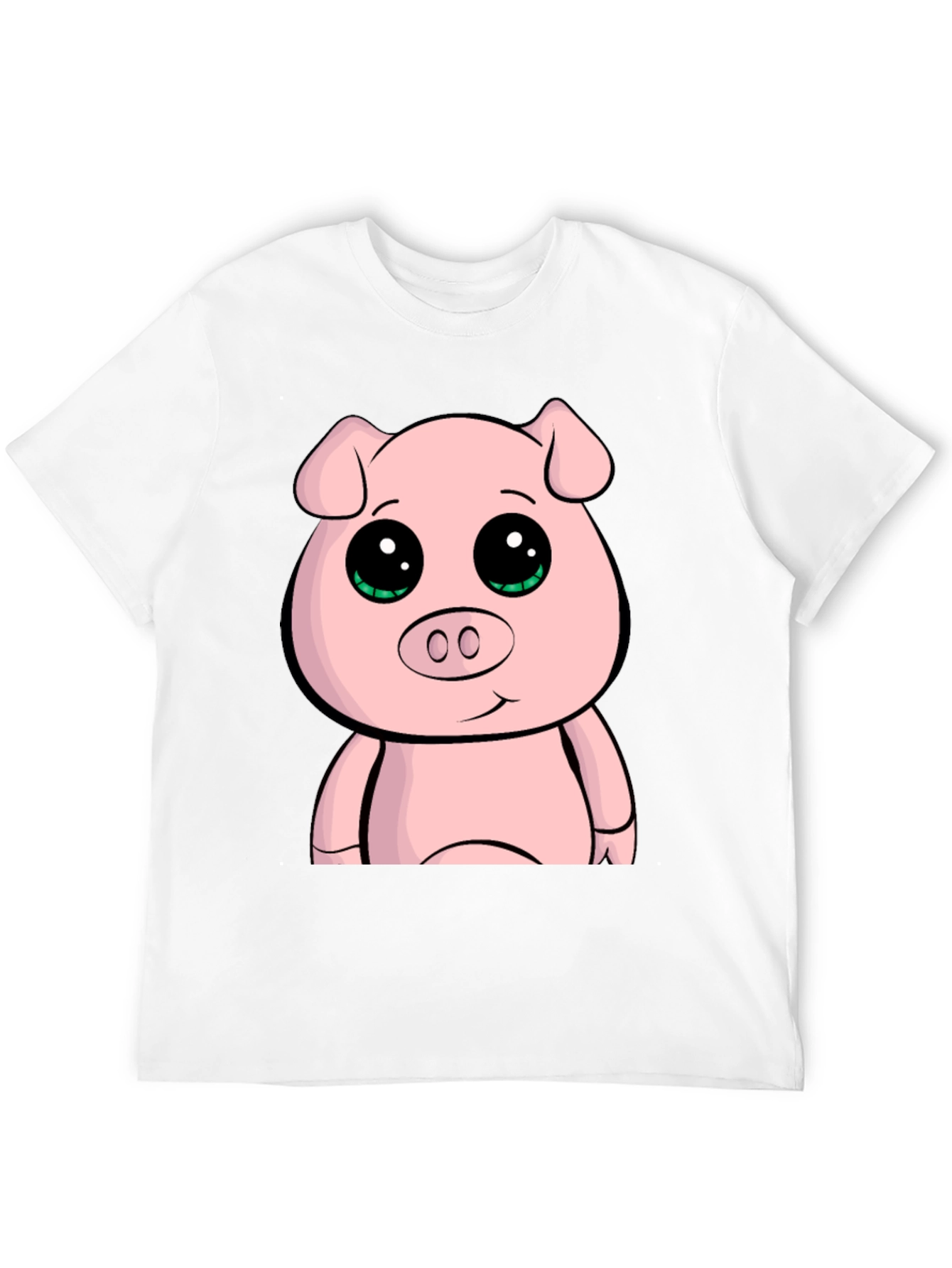 Cute Cartoon Pig Graphic Tee - Black Casual T-Shirt