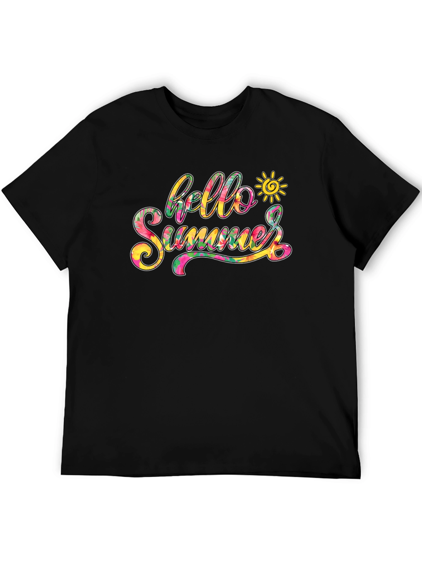 Hello Summer Graphic Tee - Black Casual T-Shirt