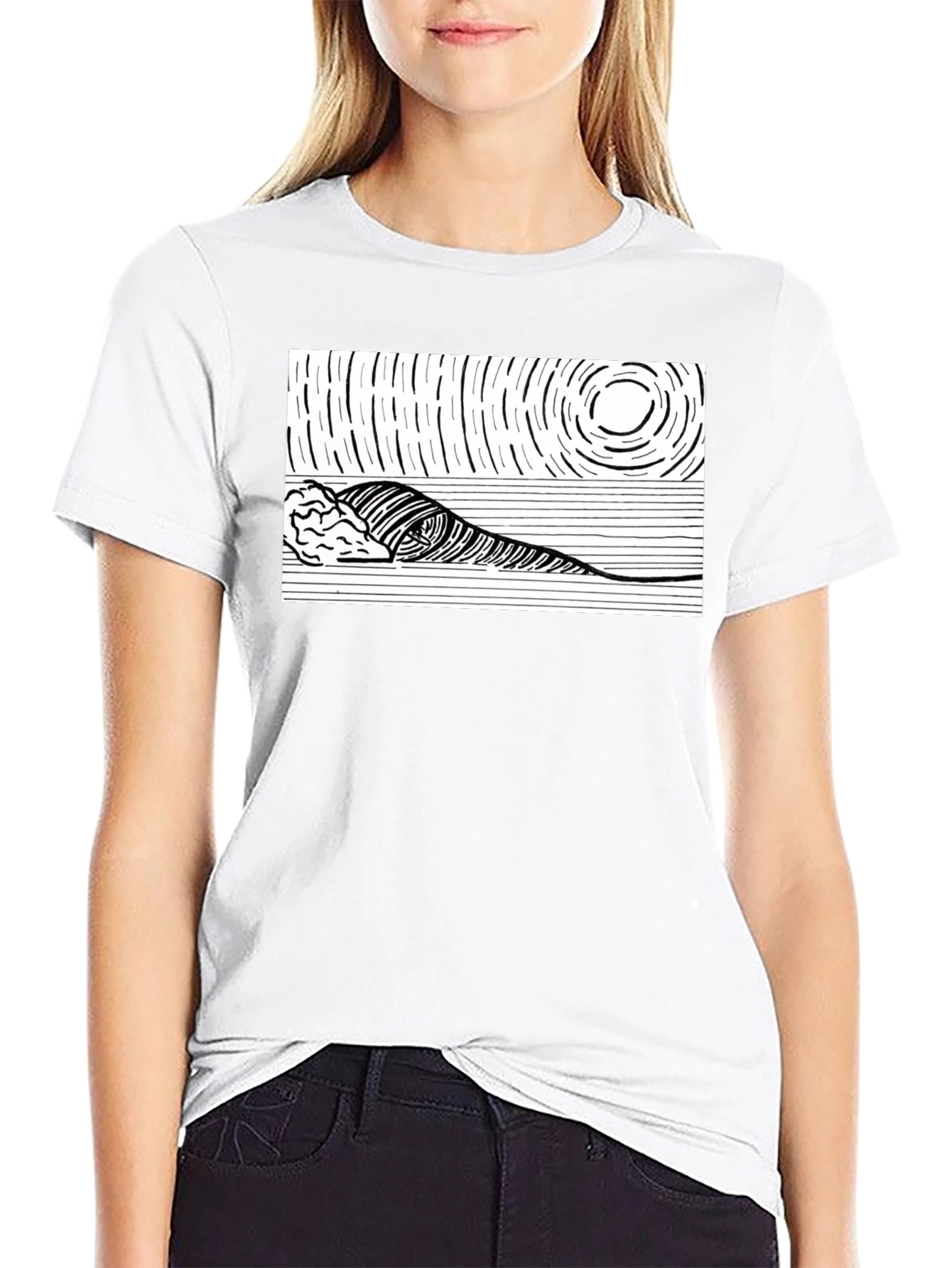 Ocean Wave Graphic Tee - Black