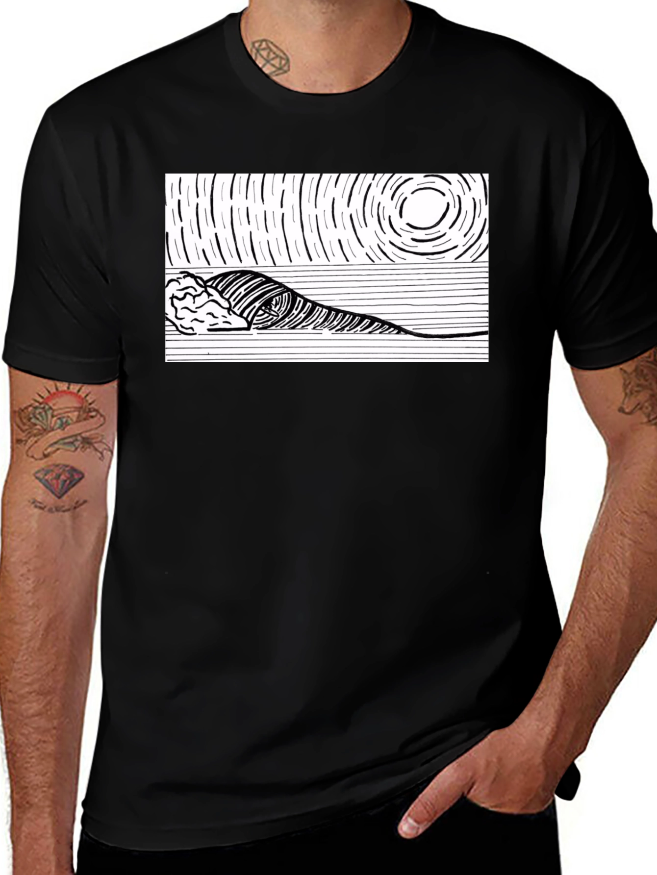 Ocean Wave Graphic Tee - Black