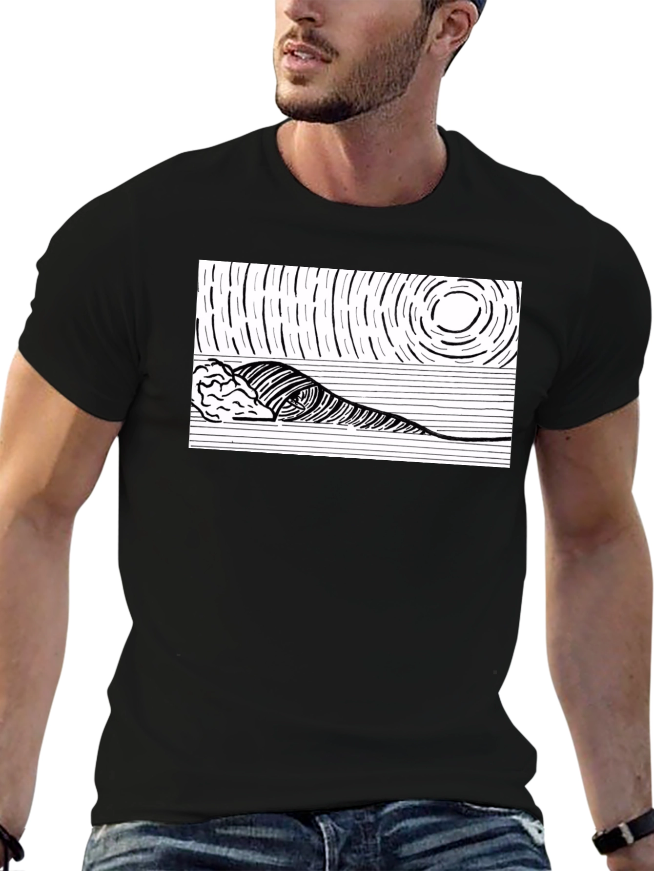 Ocean Wave Graphic Tee - Black