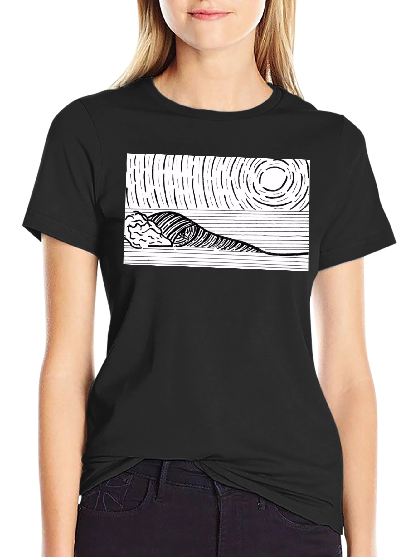 Ocean Wave Graphic Tee - Black
