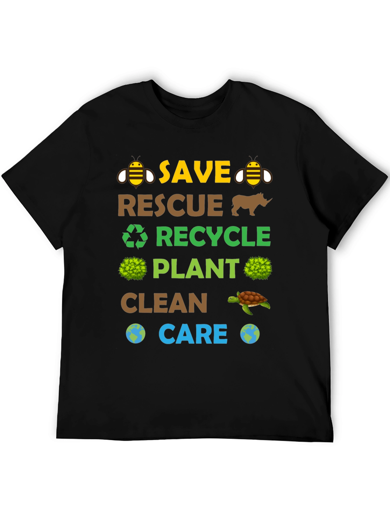 Eco-Friendly Graphic Tee: Save Rescue Recycle