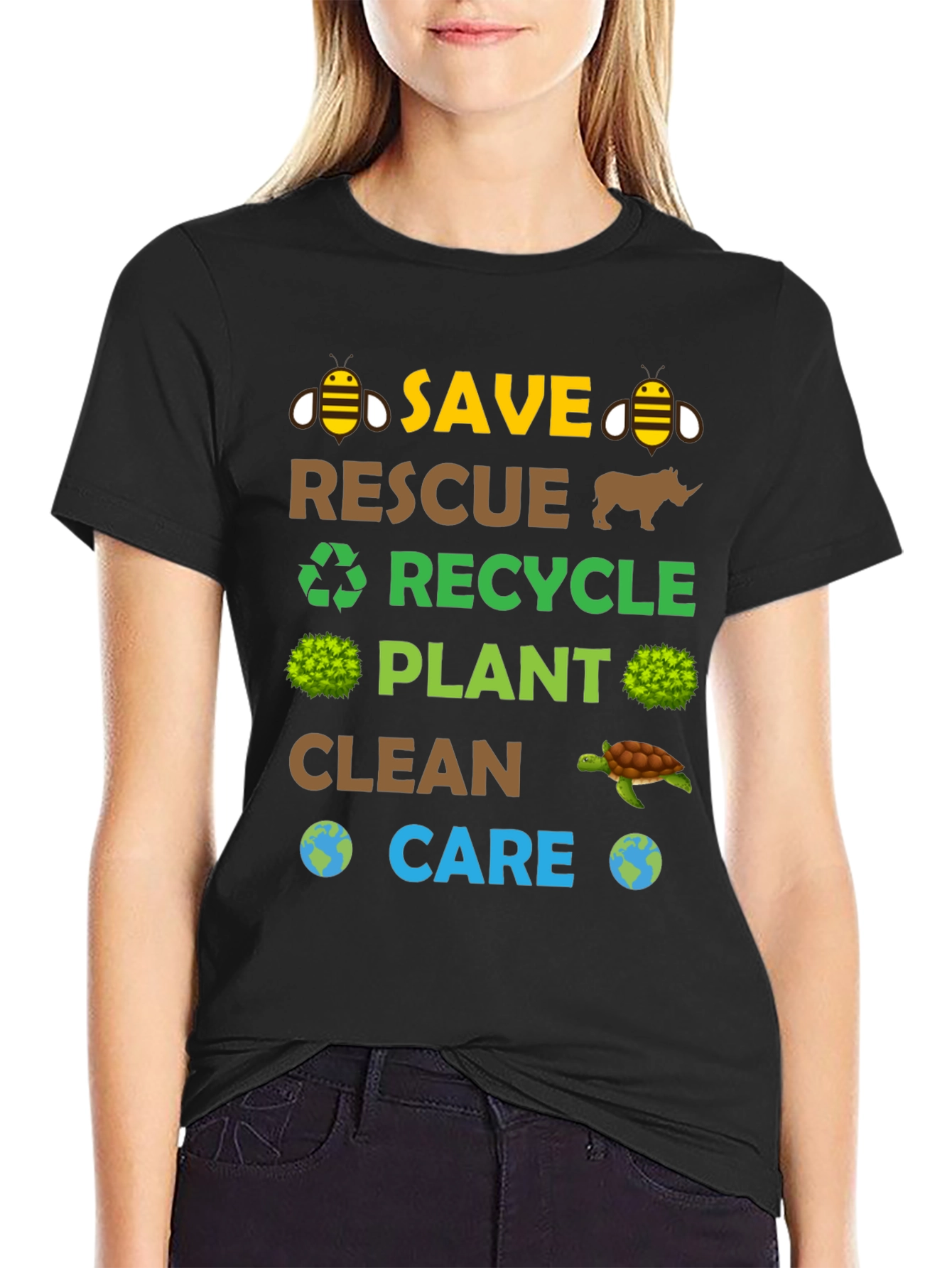 Eco-Friendly Graphic Tee: Save Rescue Recycle