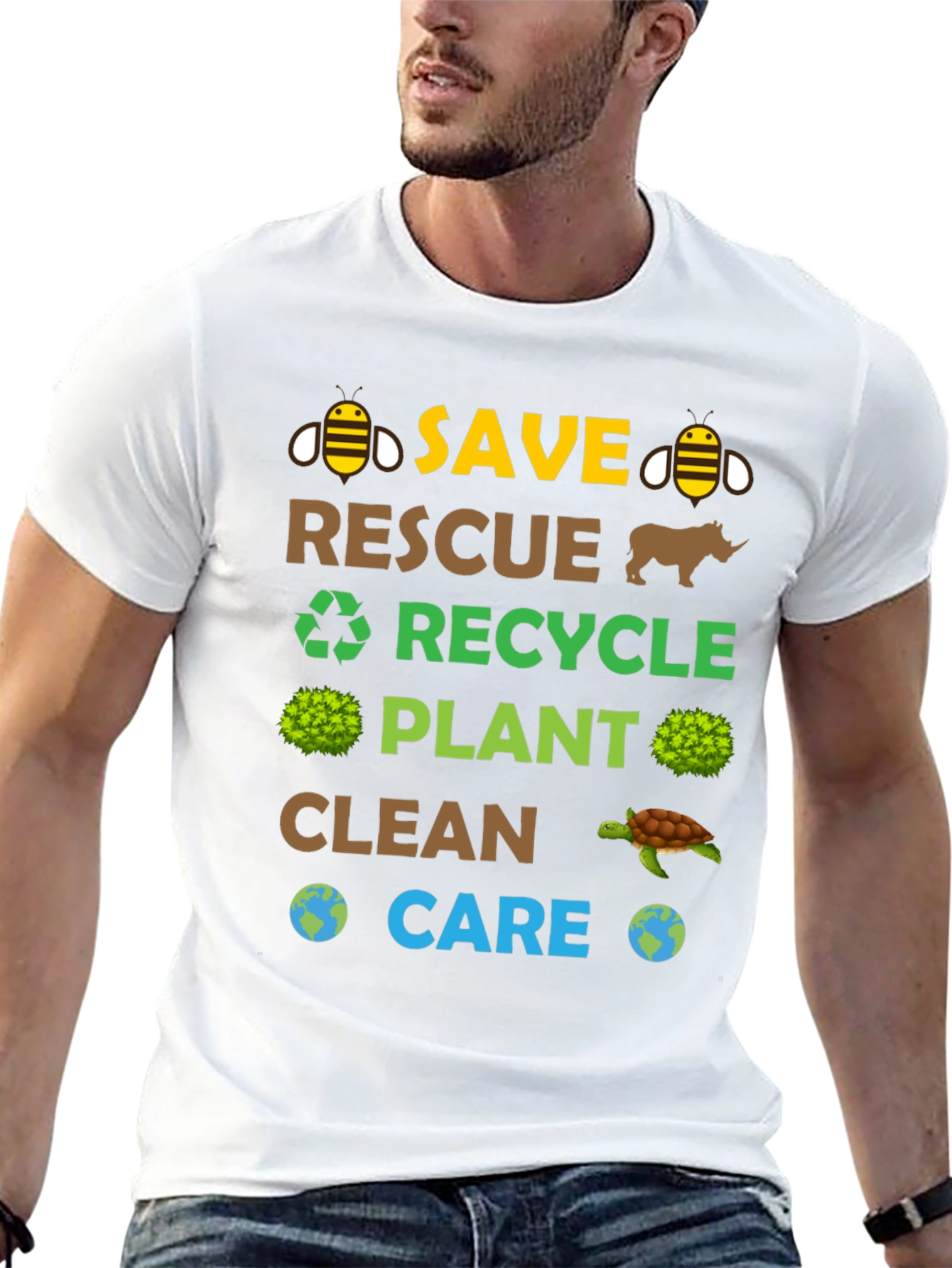 Eco-Friendly Graphic Tee: Save Rescue Recycle
