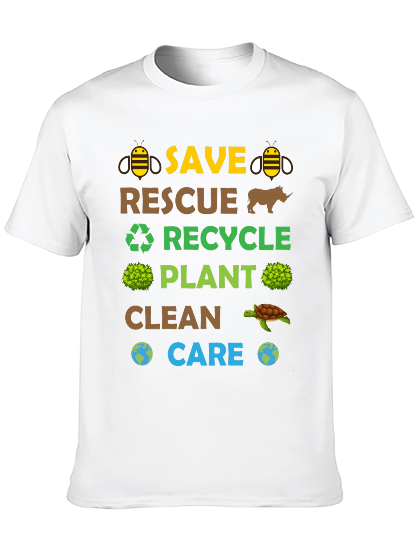 Eco-Friendly Graphic Tee: Save Rescue Recycle