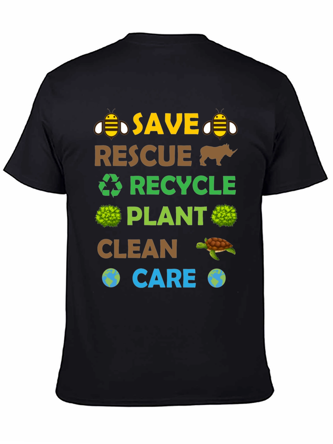 Eco-Friendly Graphic Tee: Save Rescue Recycle