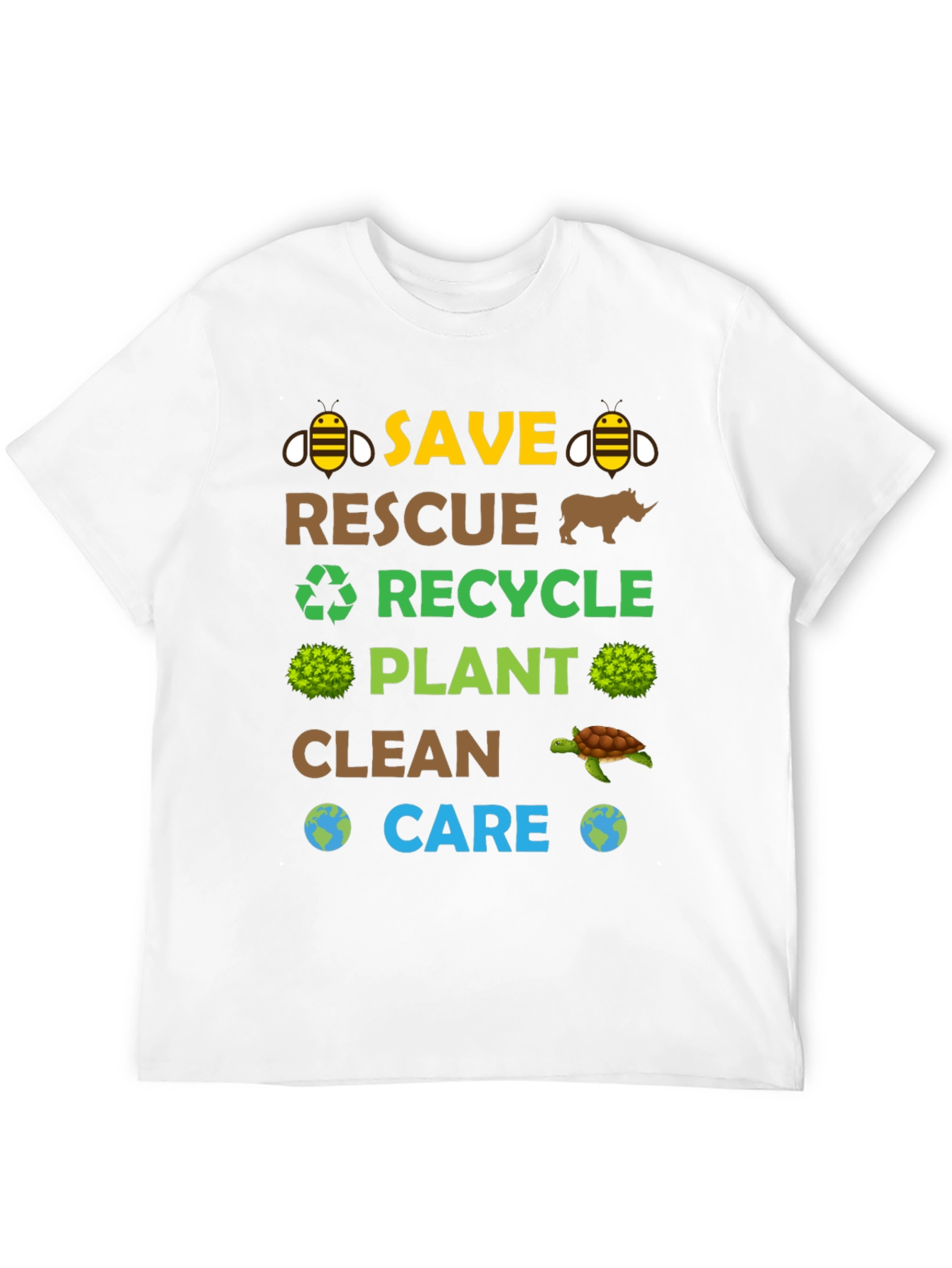 Eco-Friendly Graphic Tee: Save Rescue Recycle