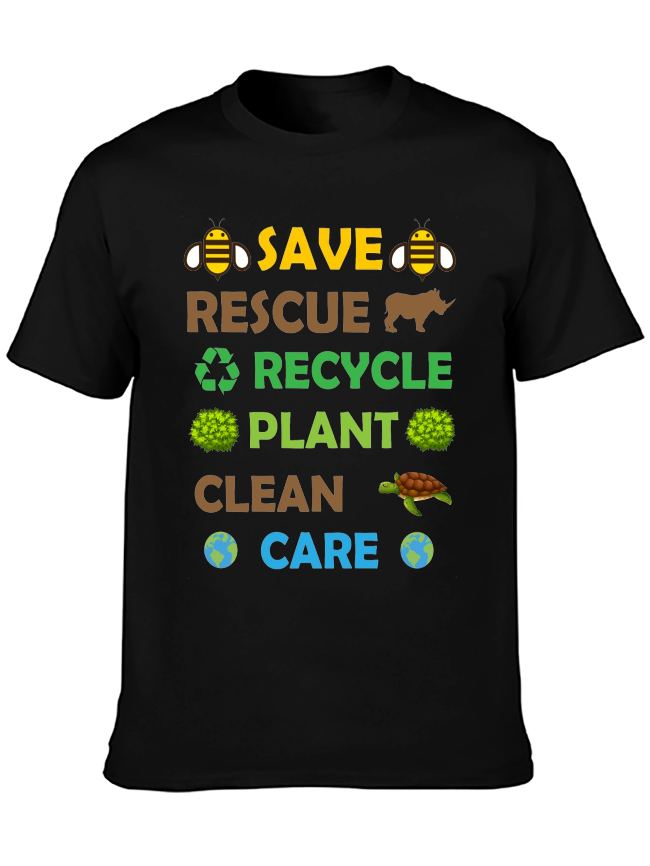 Eco-Friendly Graphic Tee: Save Rescue Recycle