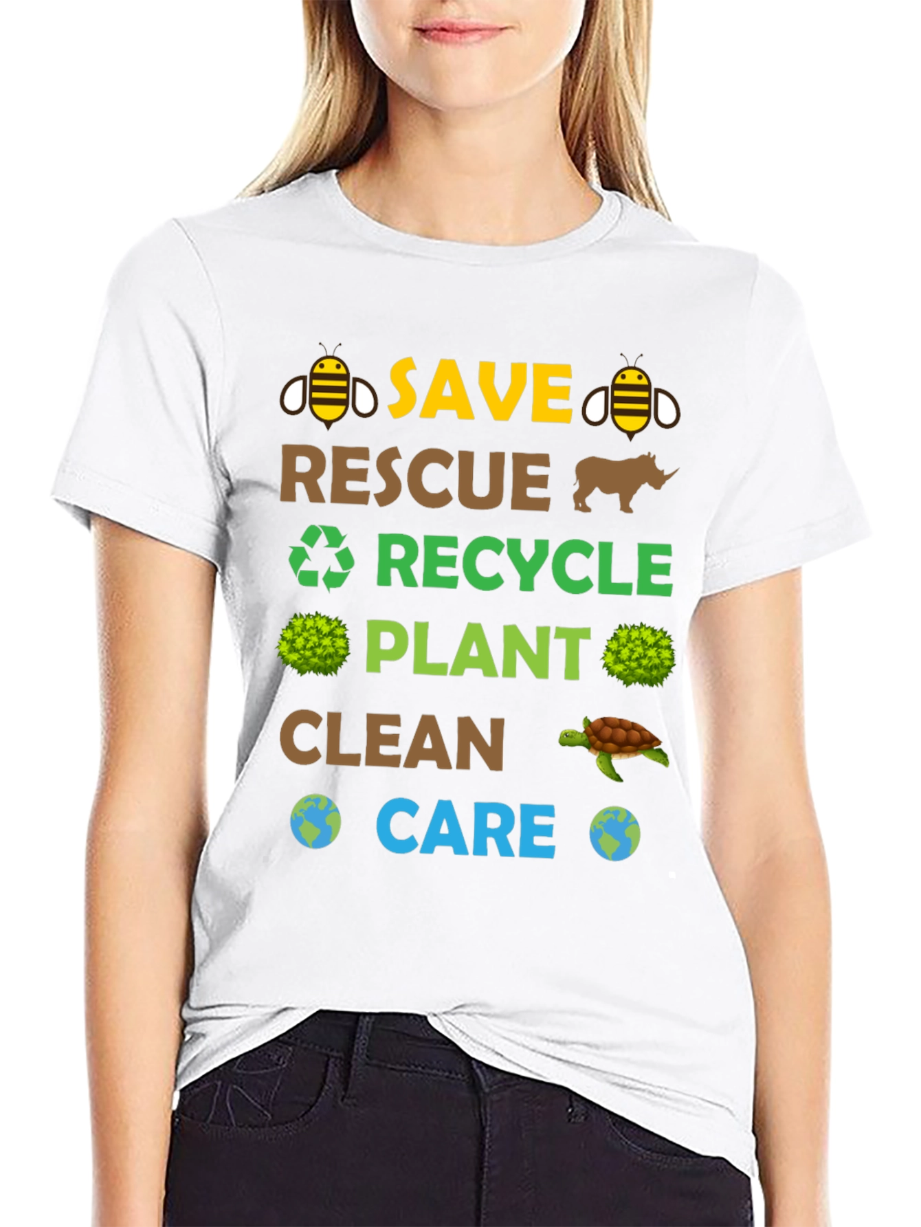 Eco-Friendly Graphic Tee: Save Rescue Recycle
