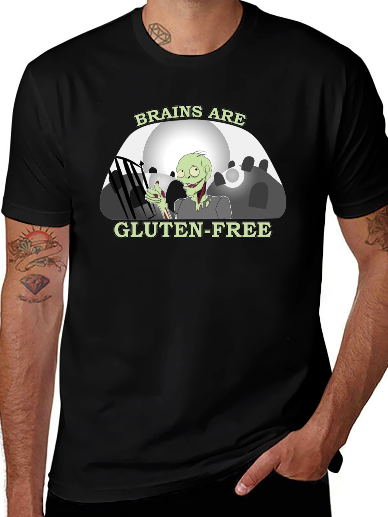 Brains Are Gluten-Free Zombie Humor T-Shirt