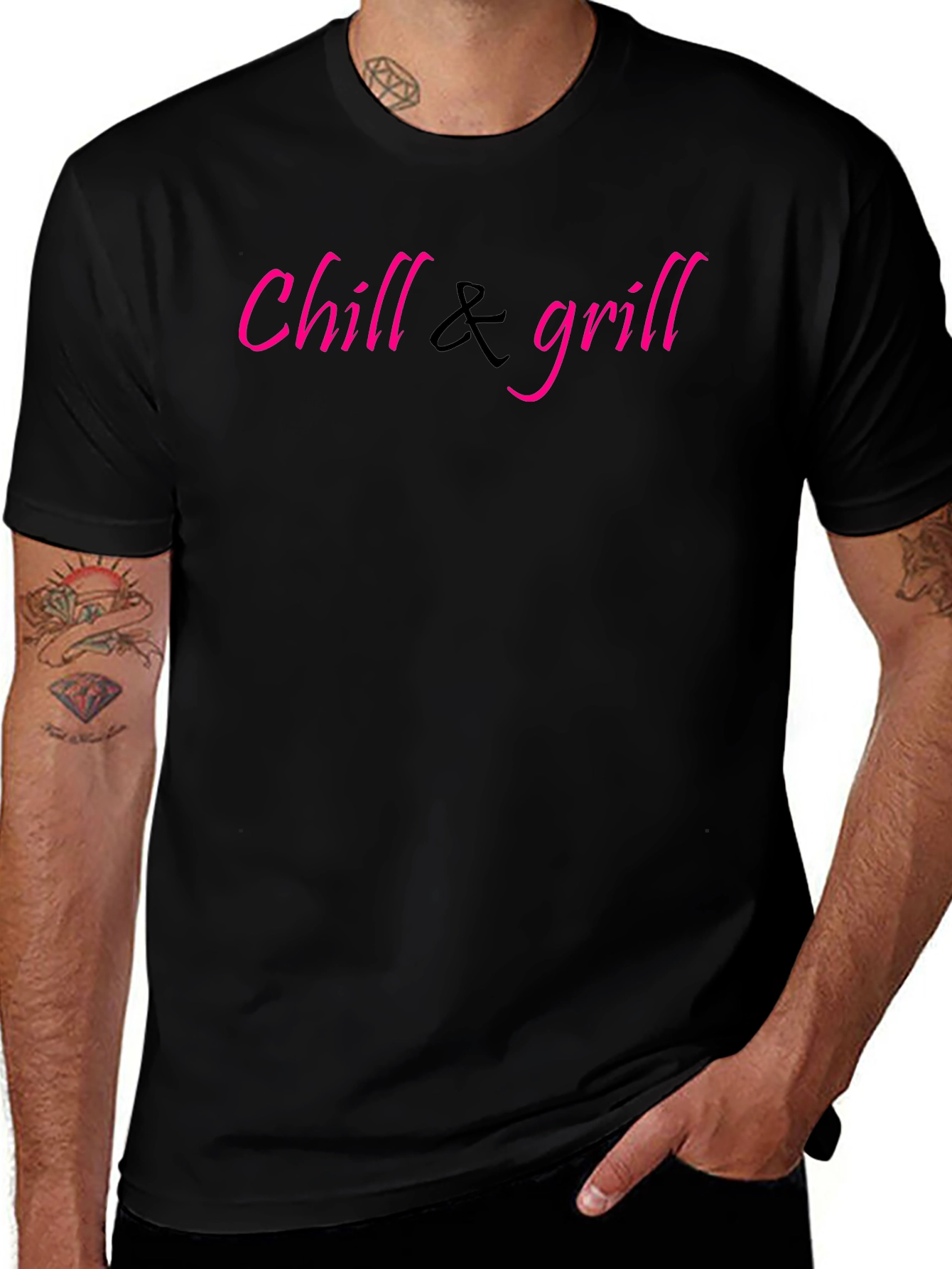 Chill & Grill Black Graphic T-Shirt
