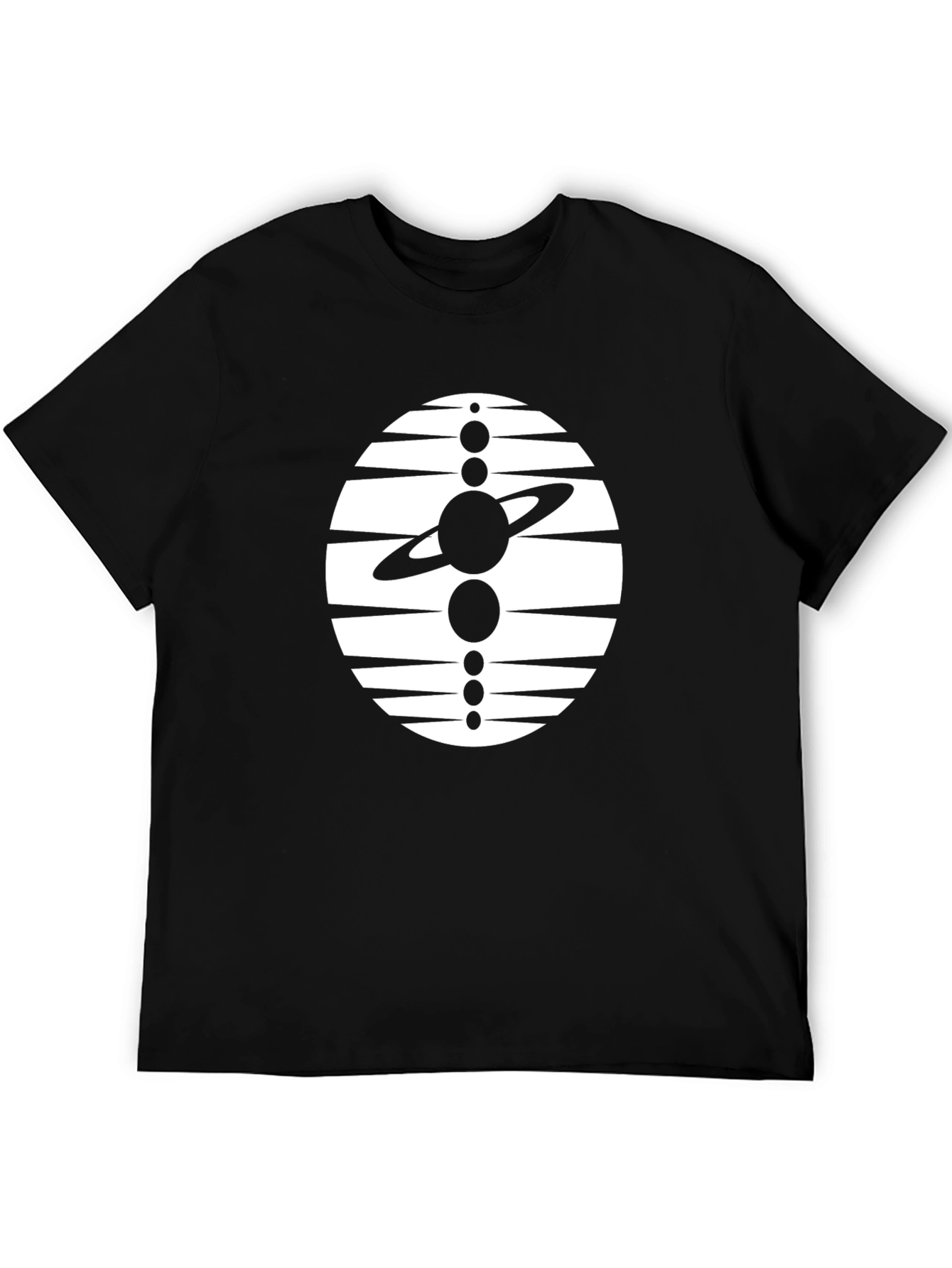 Cosmic Black Tee: Solar System Graphic Print