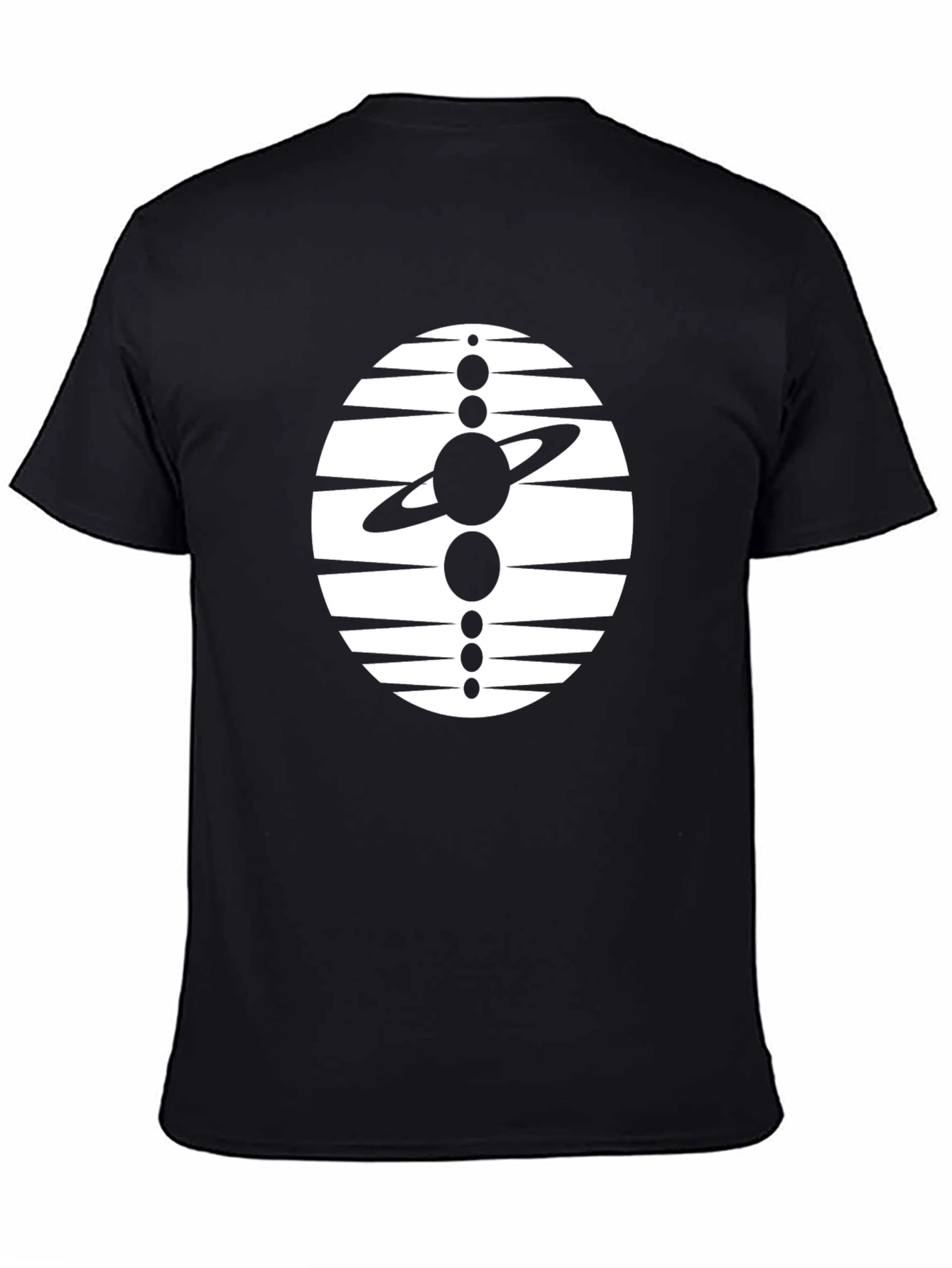 Cosmic Black Tee: Solar System Graphic Print