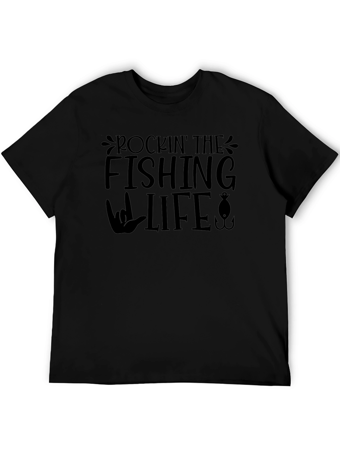 Rockin the Fishing Life Black T-Shirt