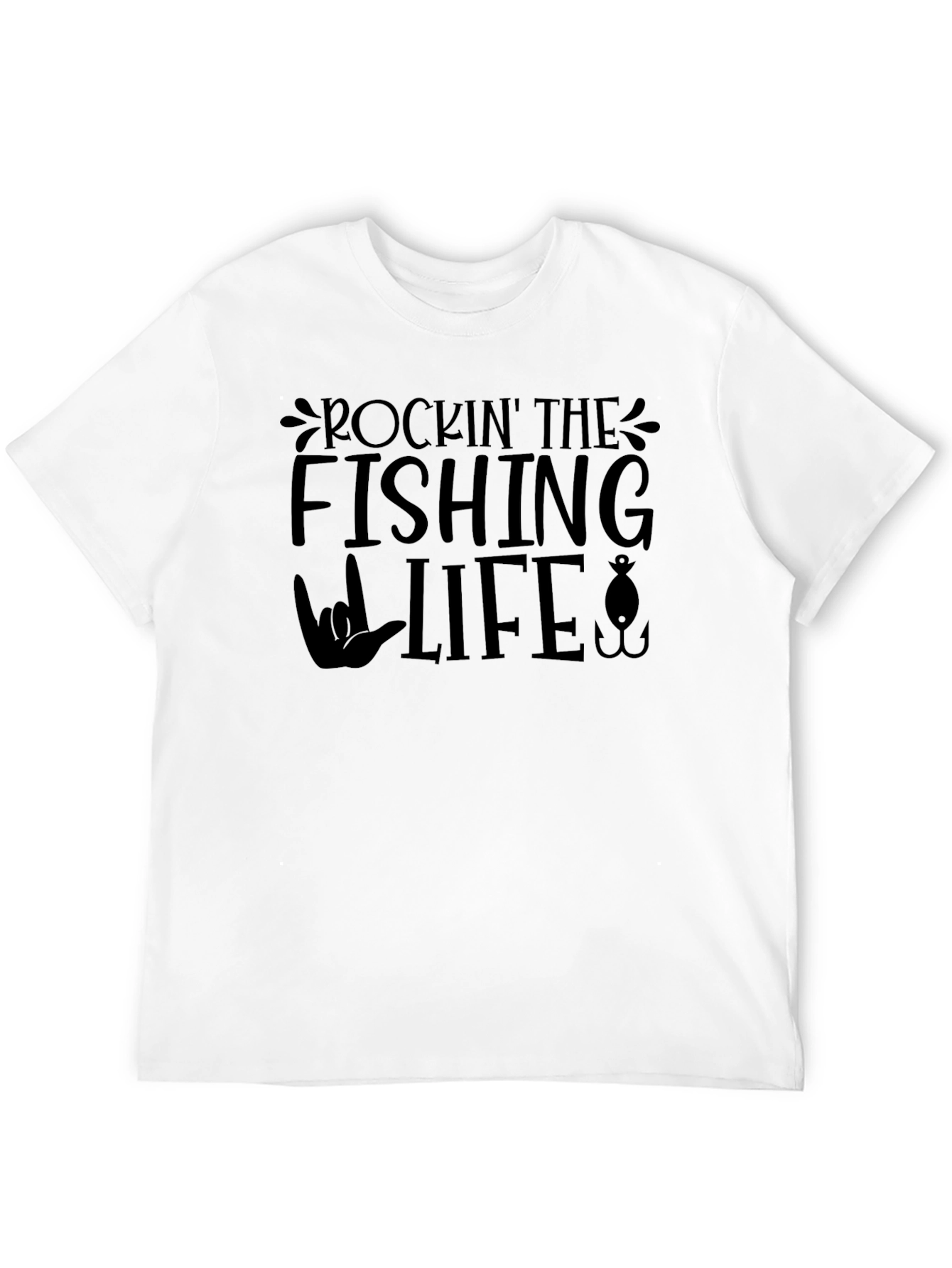 Rockin the Fishing Life Black T-Shirt