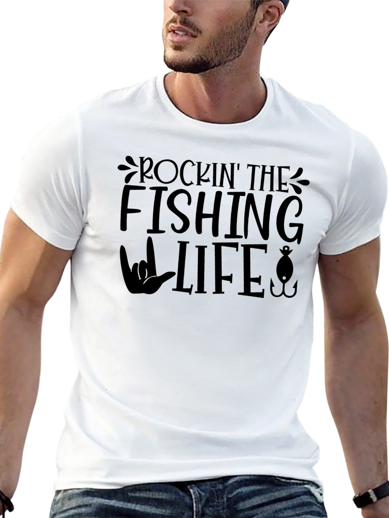 Rockin the Fishing Life Black T-Shirt
