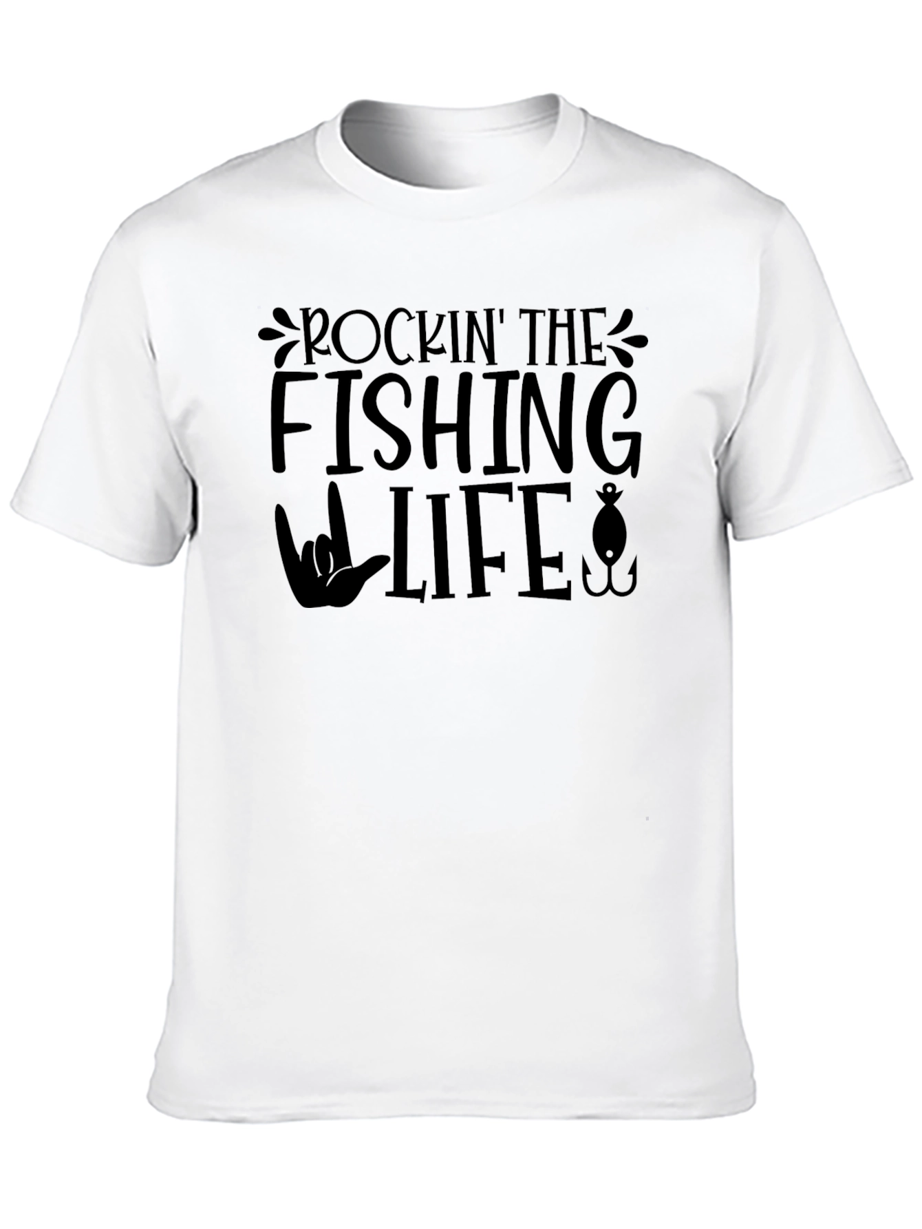 Rockin the Fishing Life Black T-Shirt