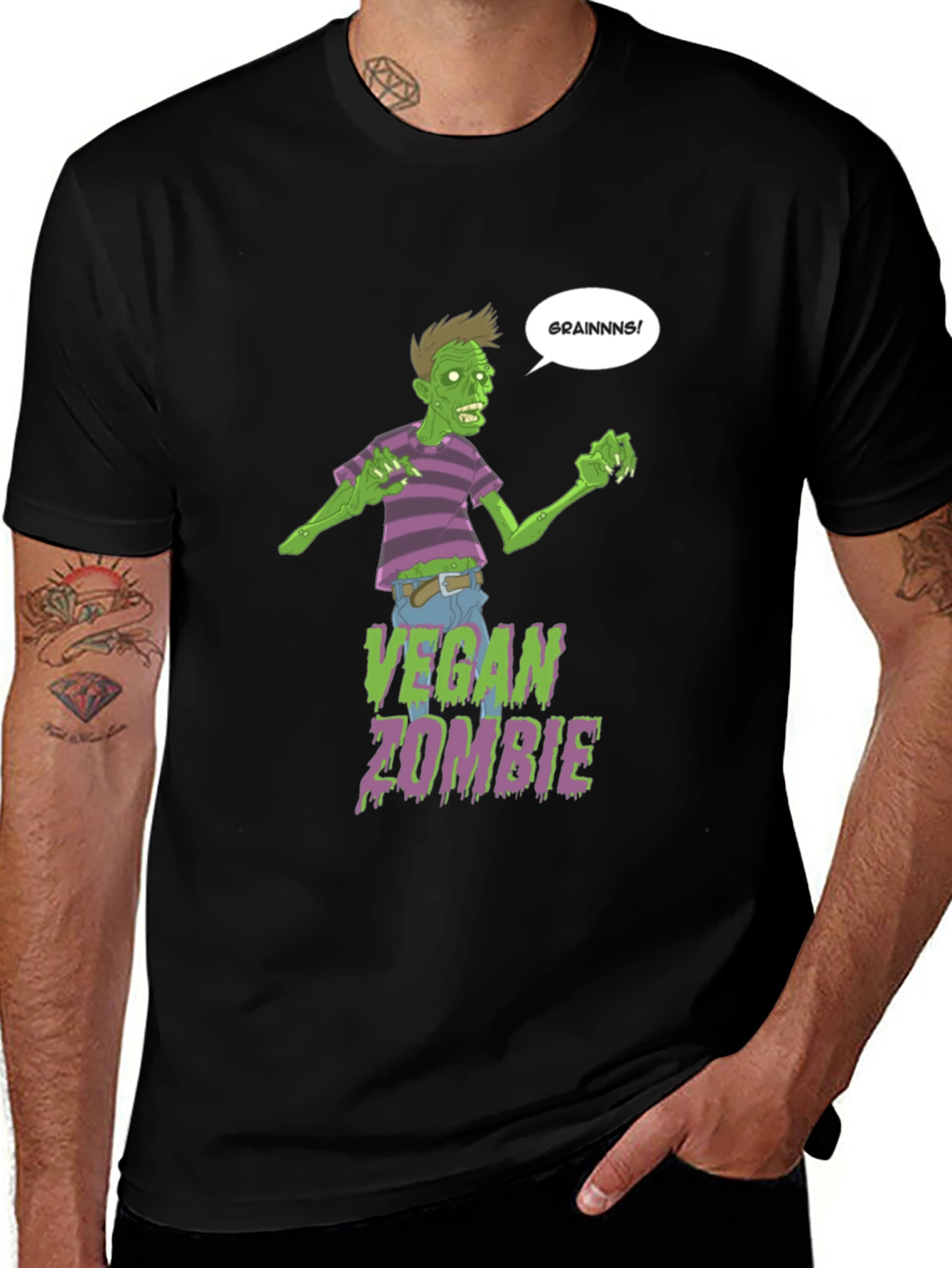 Vegan Zombie Brains T-Shirt Graphic Tee