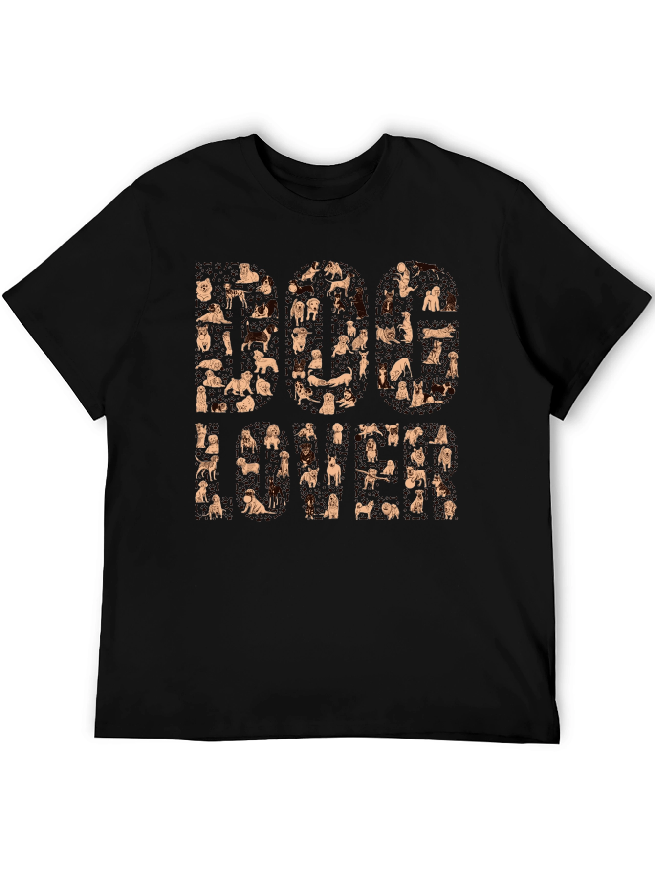 Dog Breed Print Black T-Shirt