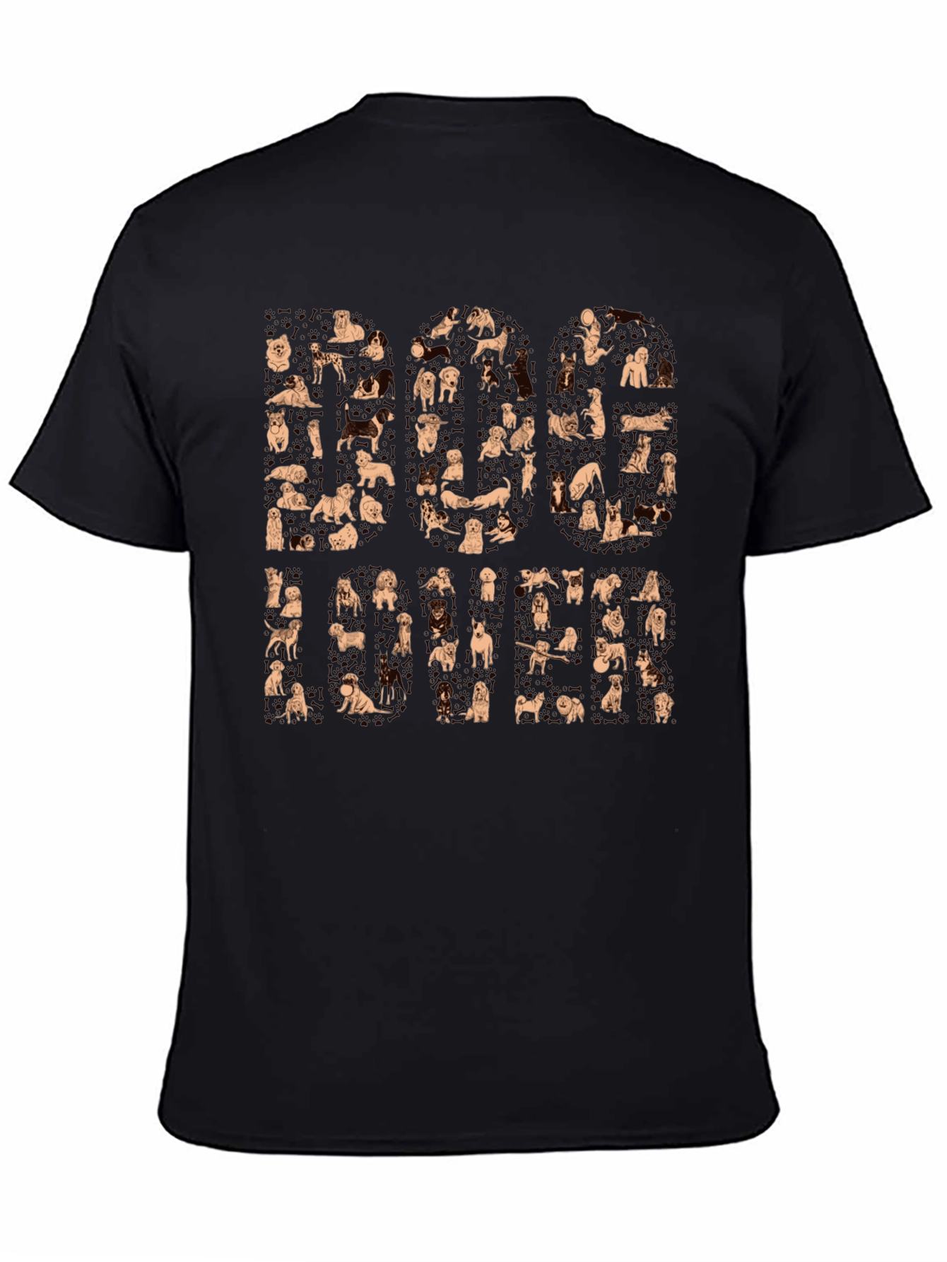 Dog Breed Print Black T-Shirt