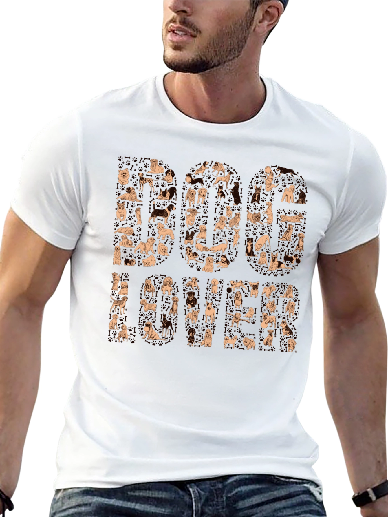 Dog Breed Print Black T-Shirt