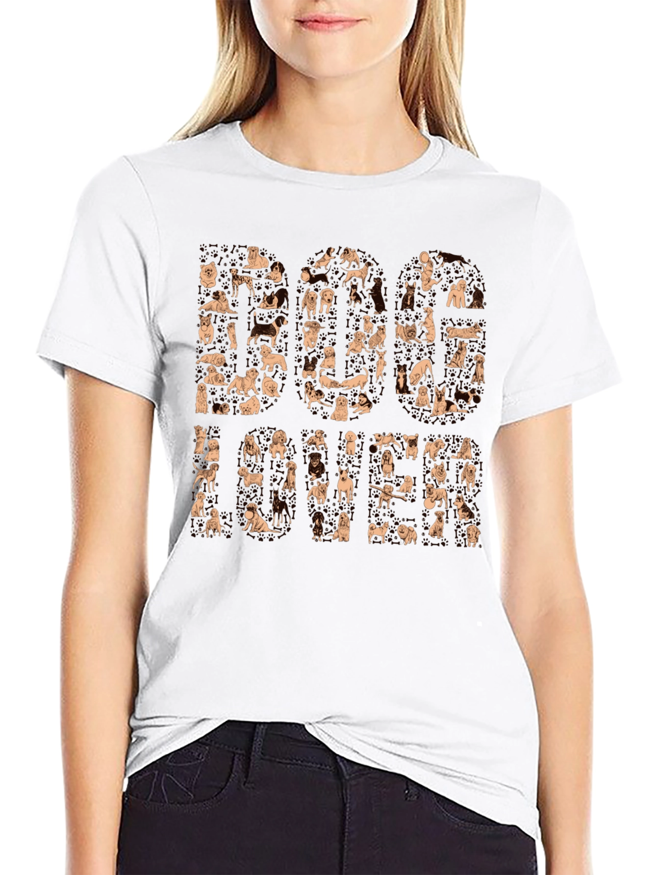 Dog Breed Print Black T-Shirt