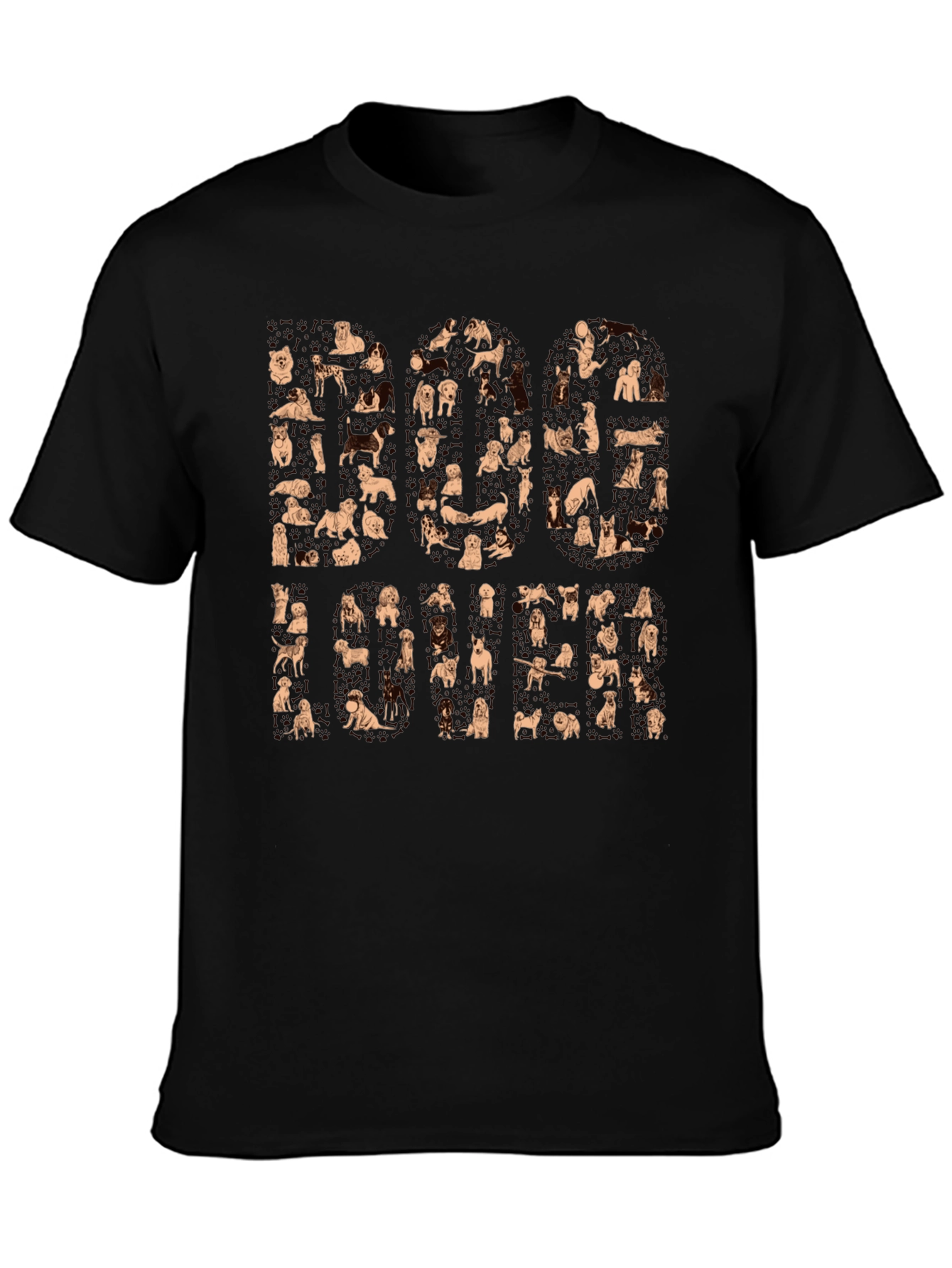 Dog Breed Print Black T-Shirt