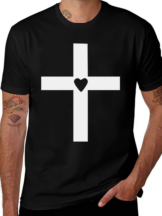 Heart Cross Graphic Tee - Black