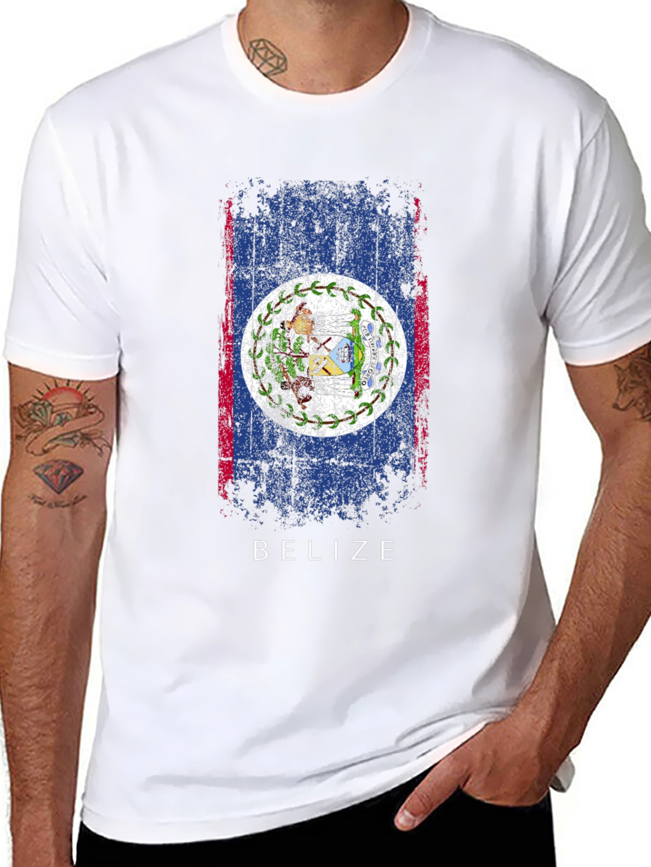 Belize Flag T-Shirt - Distressed Graphic Tee