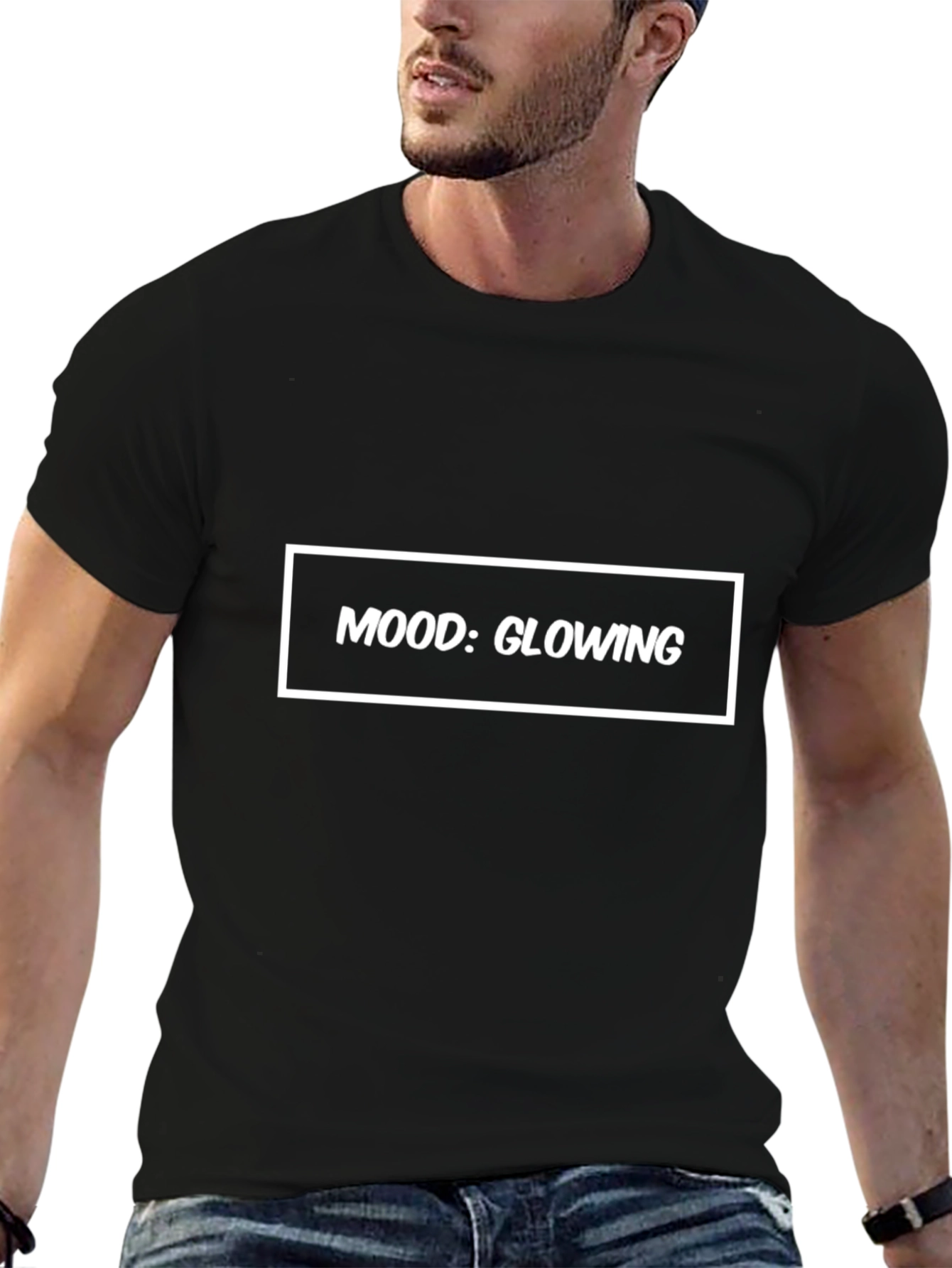 Mood: Glowing Graphic Tee - Trendy Black T-Shirt