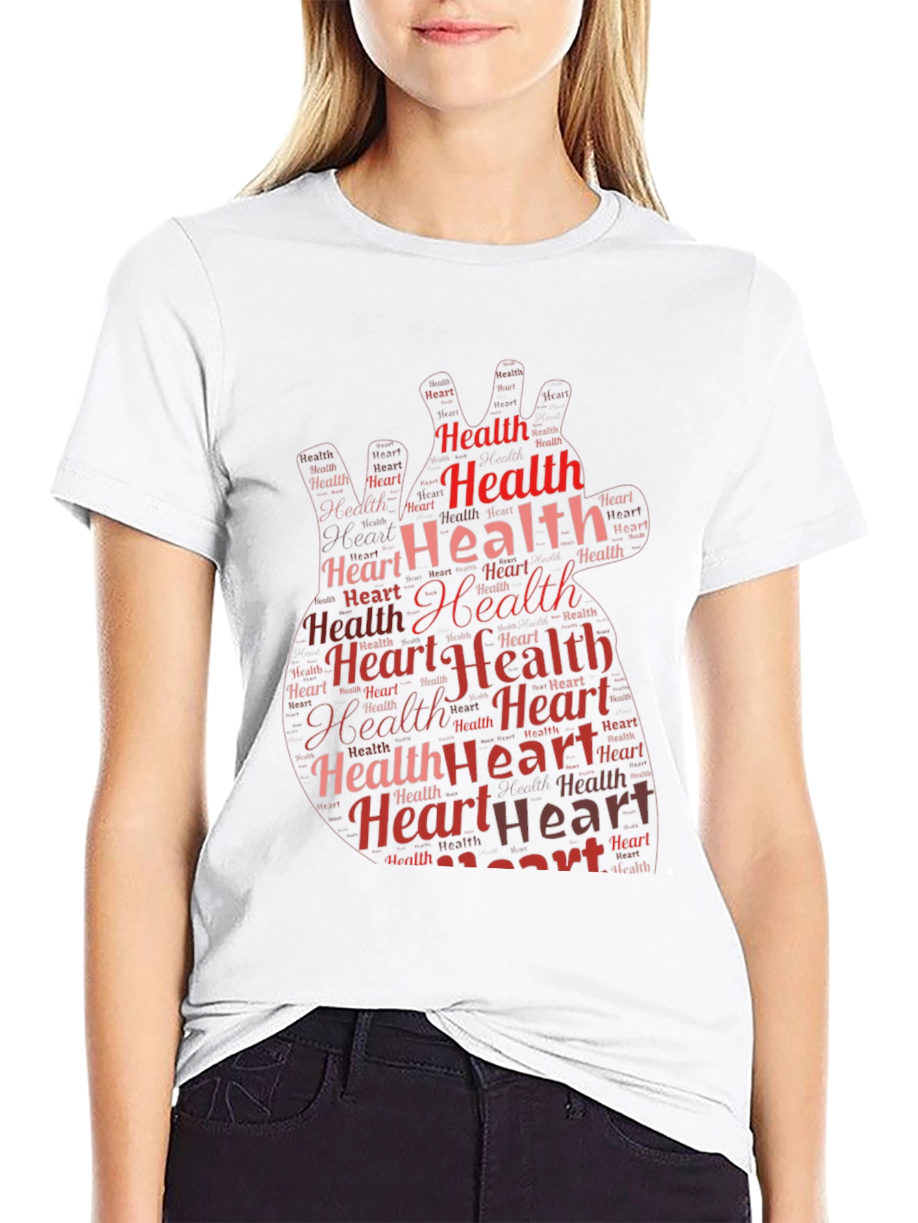 Heart Health Graphic Print Black T-Shirt