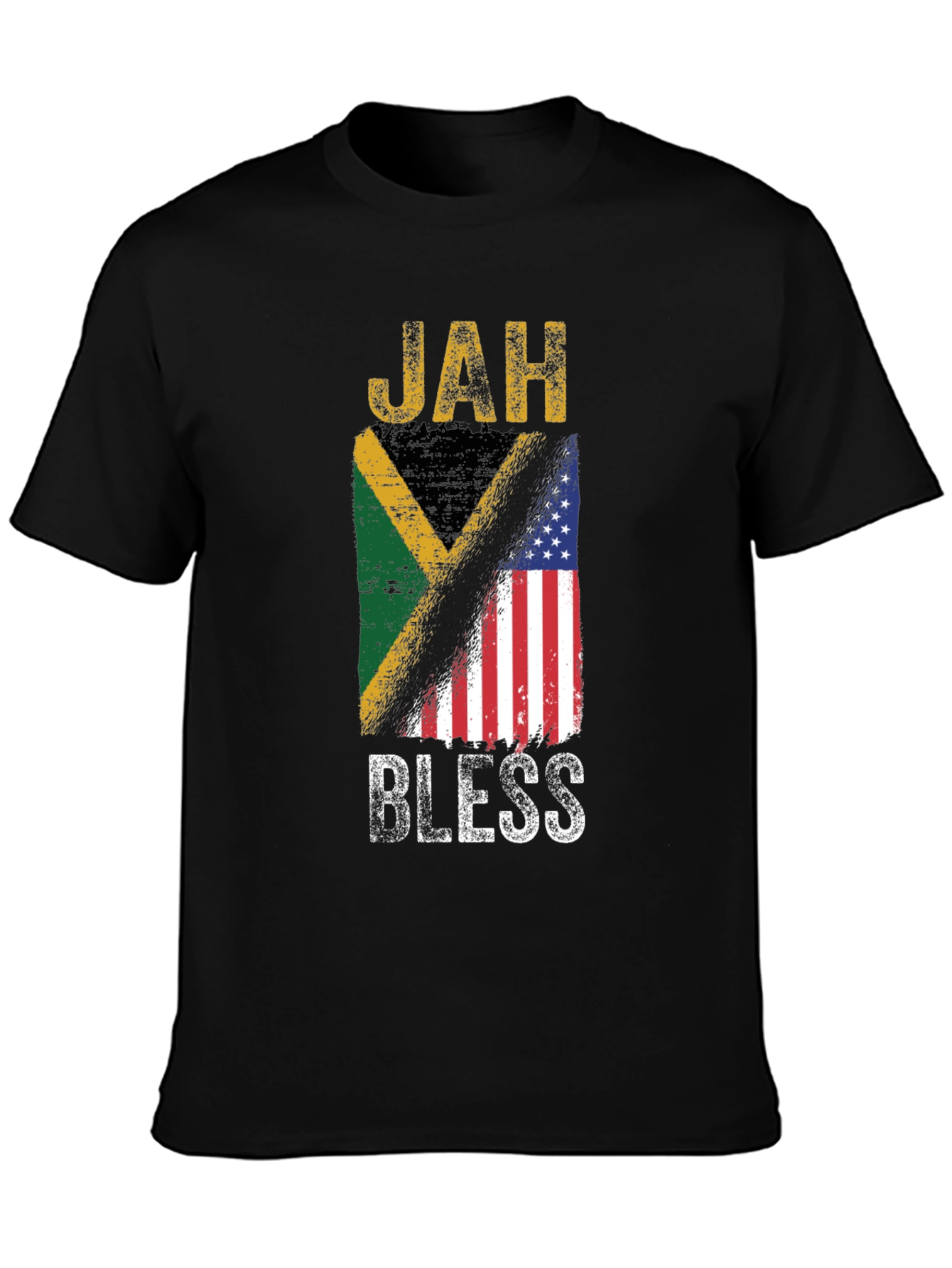 Jah Bless Jamaica USA Flag T-Shirt