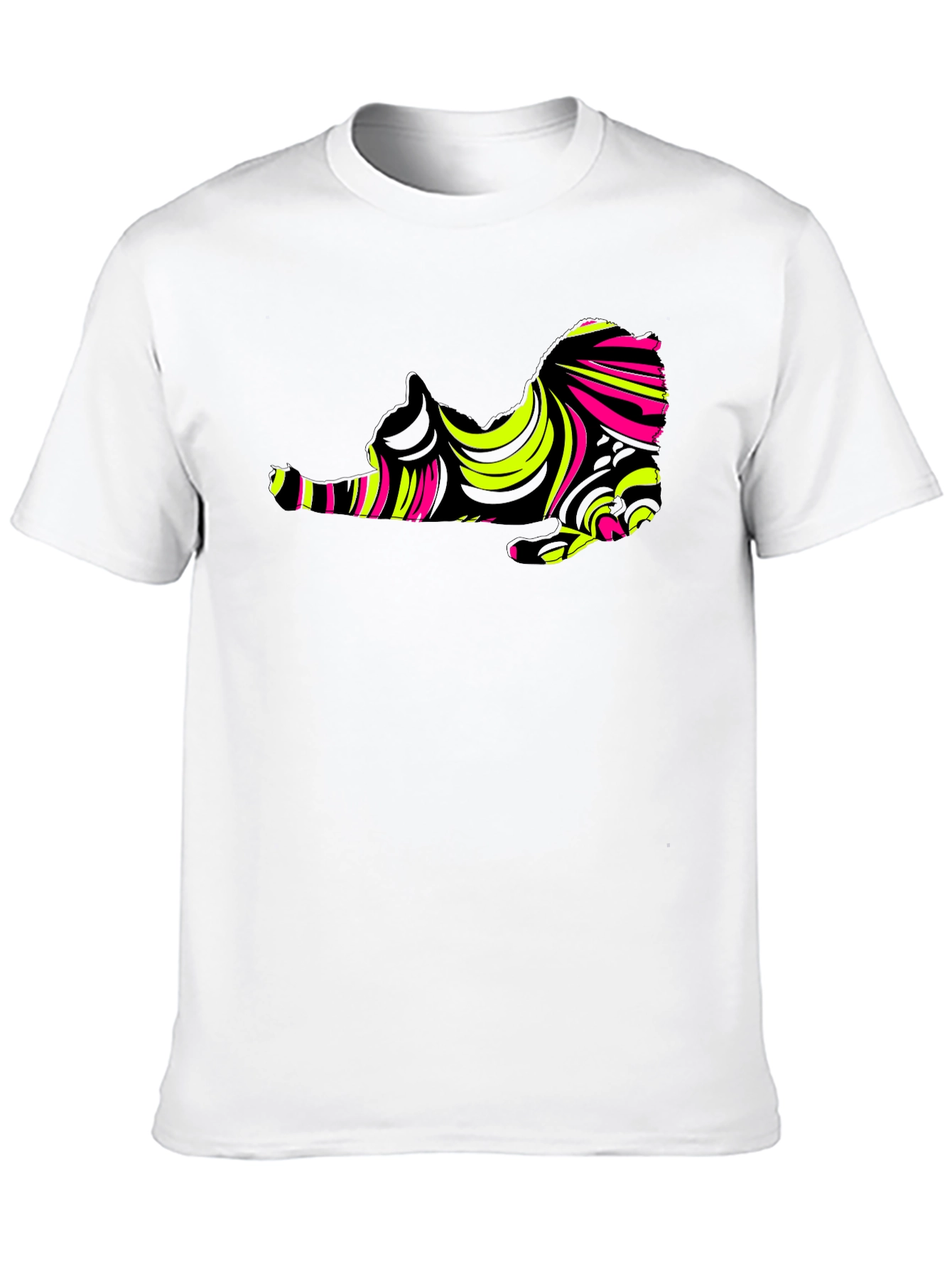 Abstract Cat Graphic Tee - Stylish Mens Black T-Shirt